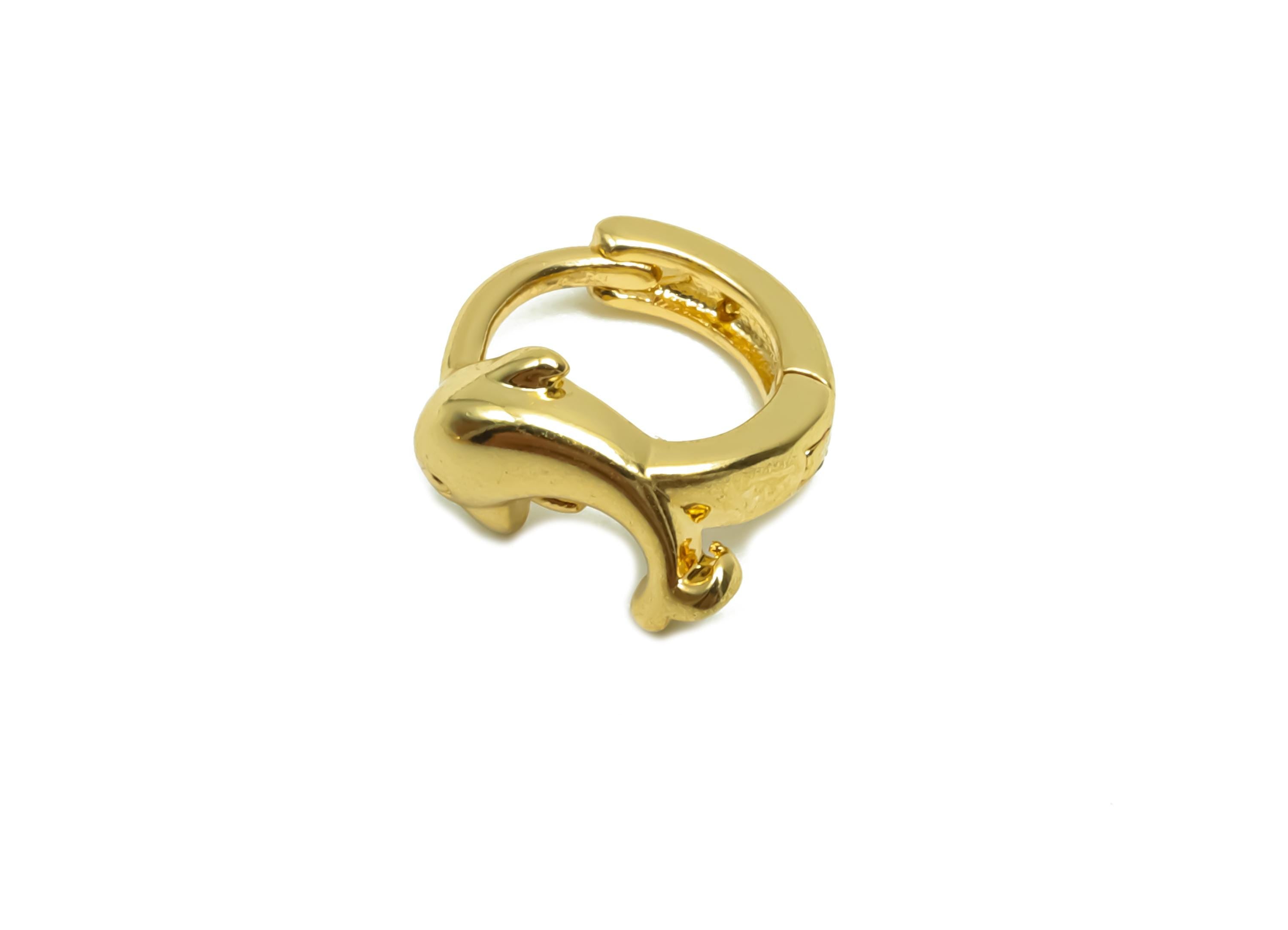 Brass Dolphin Hoop Earring - Brass Huggie Hoop Earring - Brass Fish Hoop Earring - 18K Real Gold Plating - 9.7x9.45x5.5mm - RGP8360 - DOMEDBAZAAR