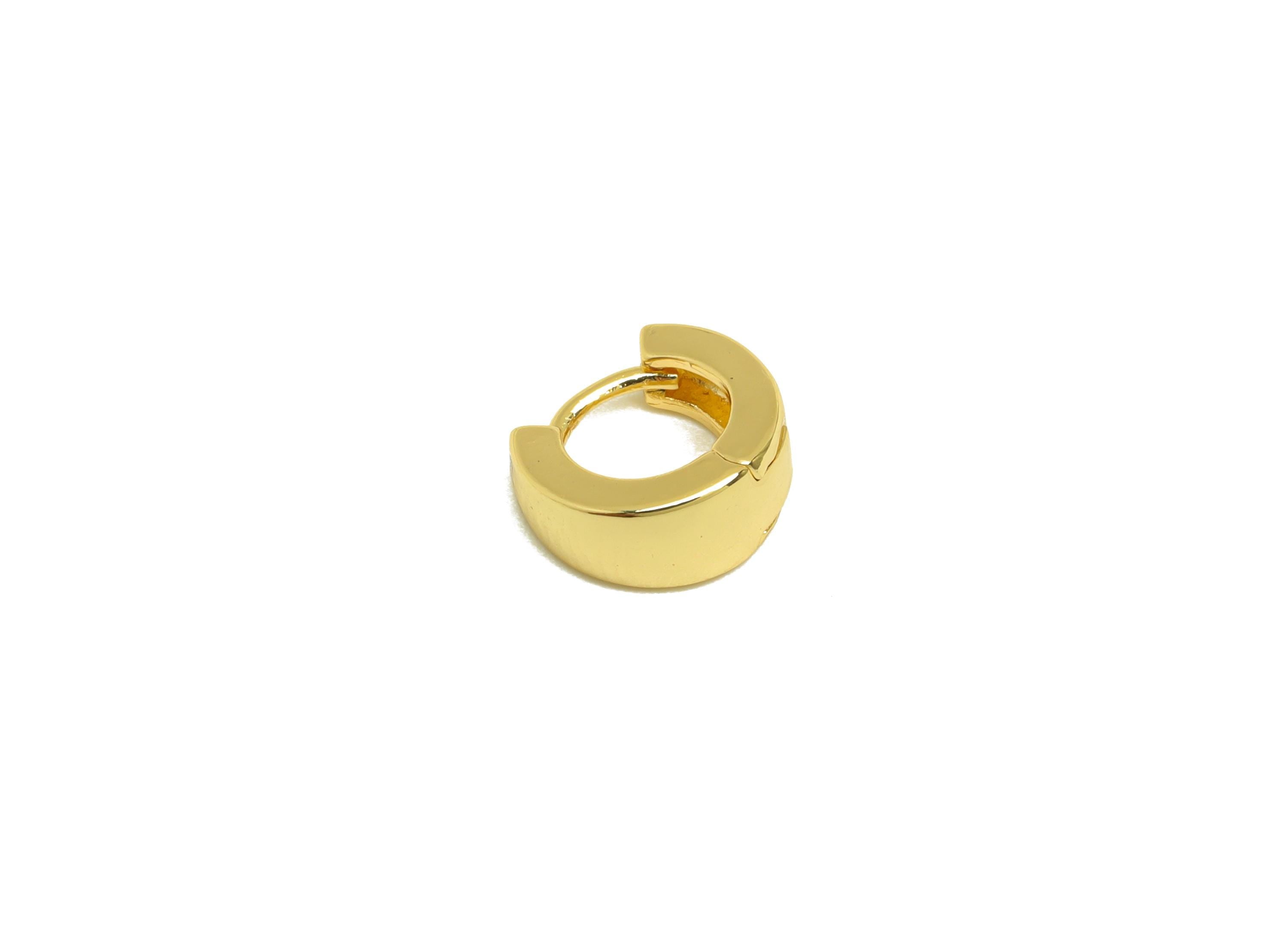 Brass Hoop Earring Clasp - Tiny Gold Round Huggie Hoop Earring - Mini Thick Hoop Earring - 18K Real Gold Plated - 10.12x8.9x2.05mm - RGP7641 - DOMEDBAZAAR