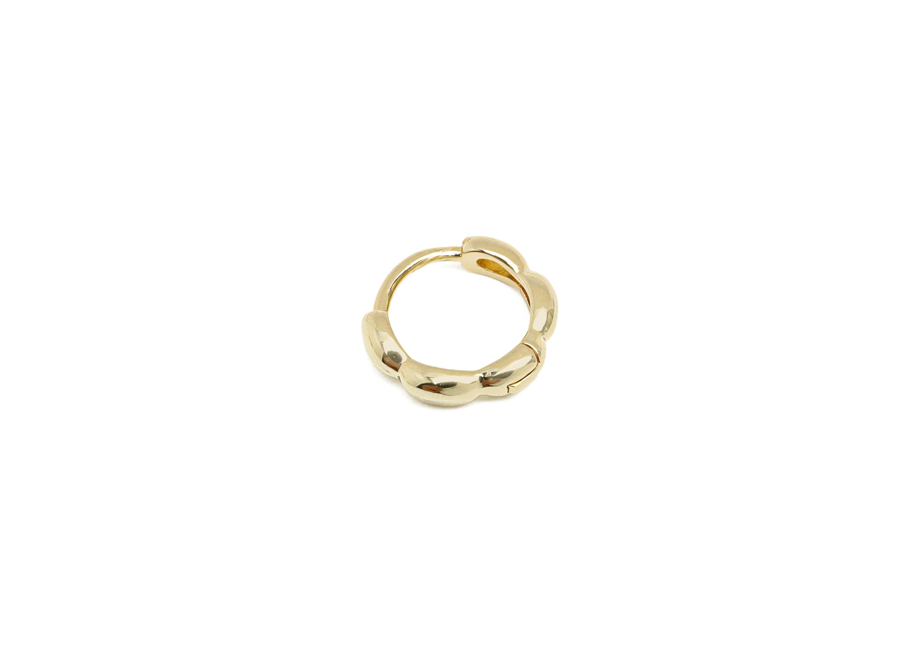 Brass Flower Hoop Earrings - Gold Round Huggie Hoop Earring Clasp - Flower Hoop Earring - 18K Real Gold Plated - 11.5x11.26x1.45mm - RGP7657 - DOMEDBAZAAR