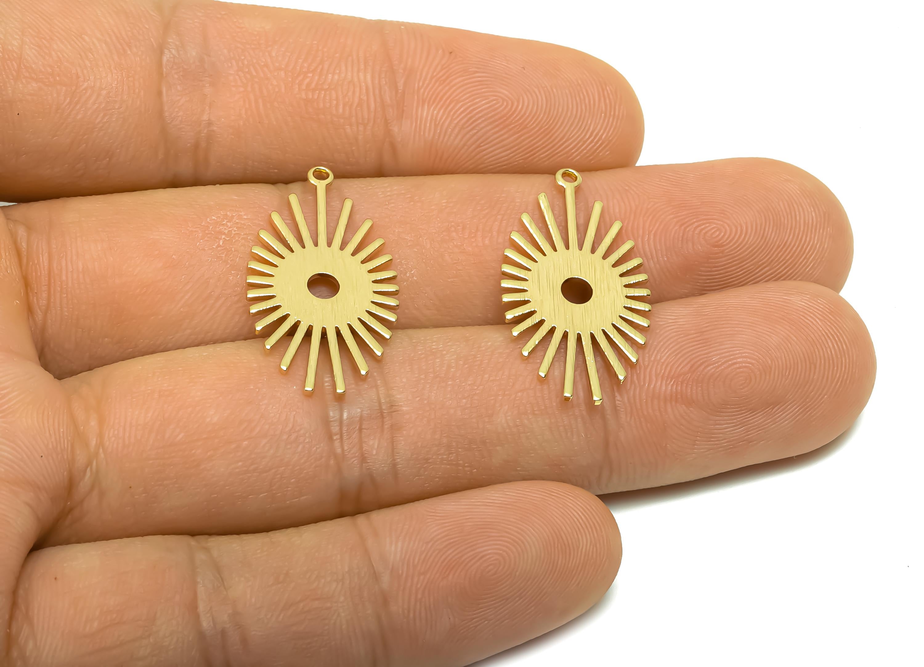 Brass Eye Earring Charm - Brass Textured Marquise Earring Charm - Brass Textured Pendant - 18K Real Gold Plating - 26.4x14.4x1mm - RGP8344 - DOMEDBAZAAR