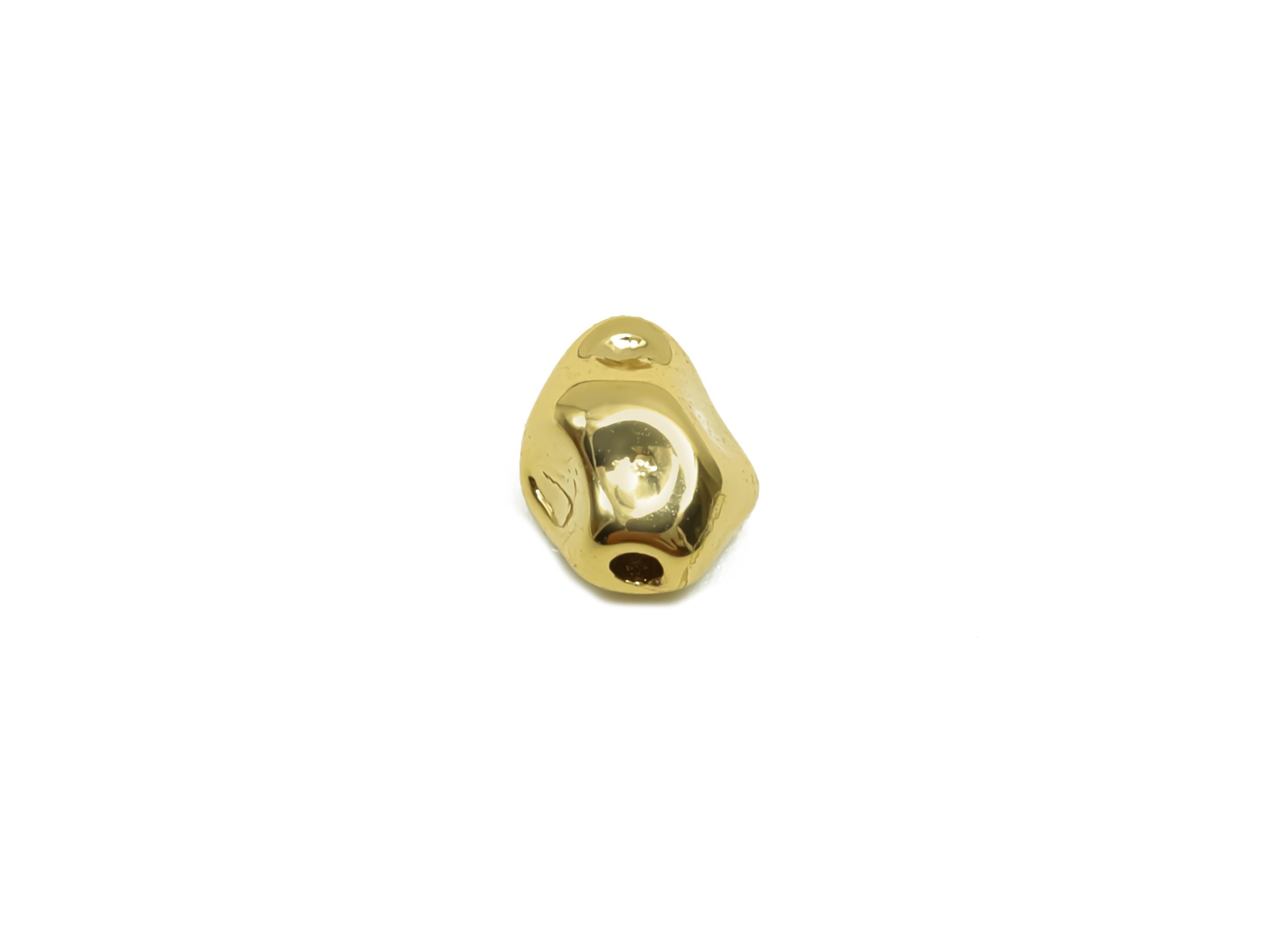 Brass Textured Earring Bead - Brass Irregular Bead Earring Charm - Beads Charm For Bracelet - 18K Real Gold Plating - 6.43x5x4mm - RGP8326 - DOMEDBAZAAR