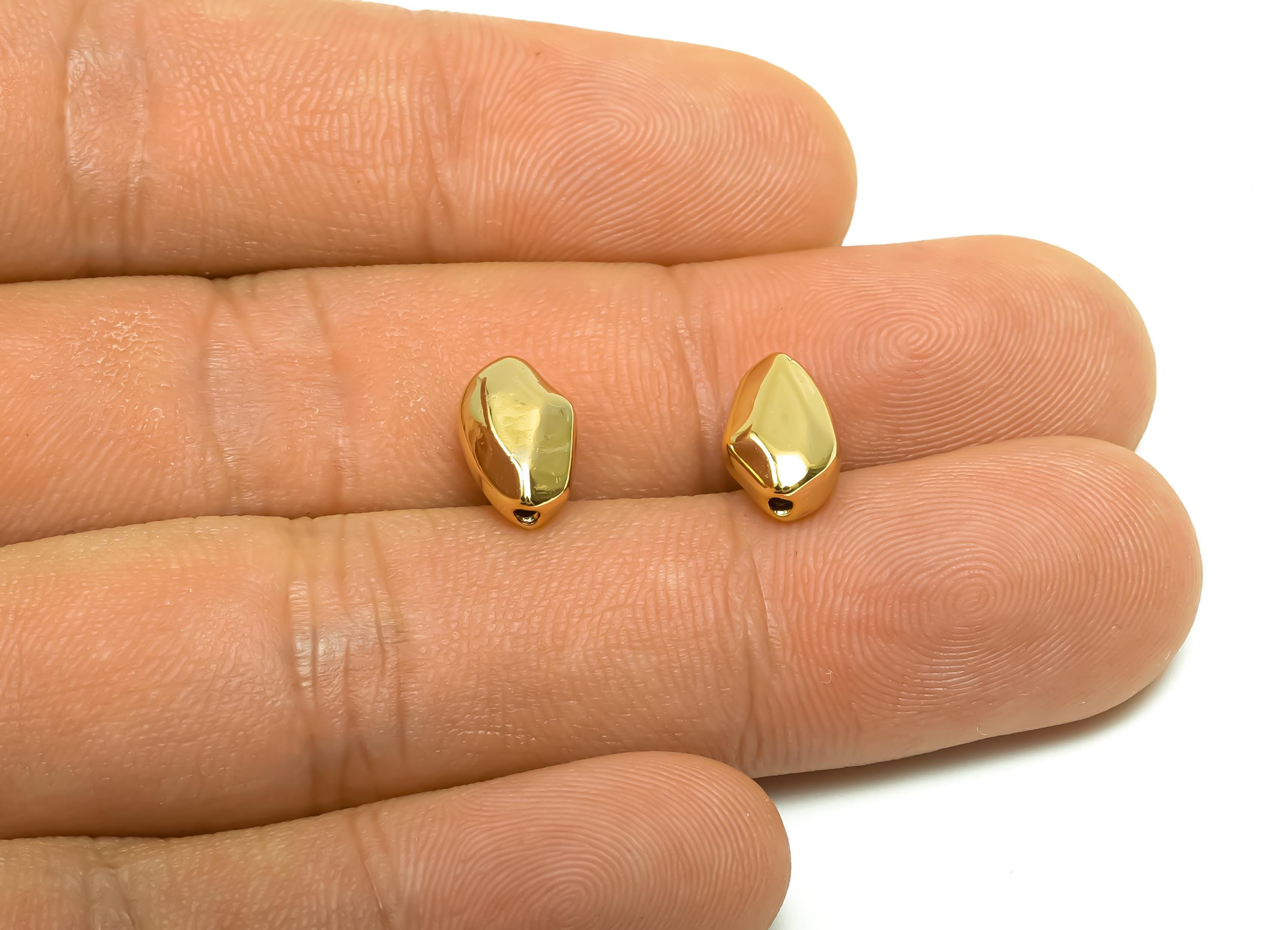 Brass Faceted Earring Bead - Brass Irregular Bead Earring Charm - Beads Charm For Bracelet - 18K Real Gold Plating - 10.28x6x4mm - RGP8327 - DOMEDBAZAAR