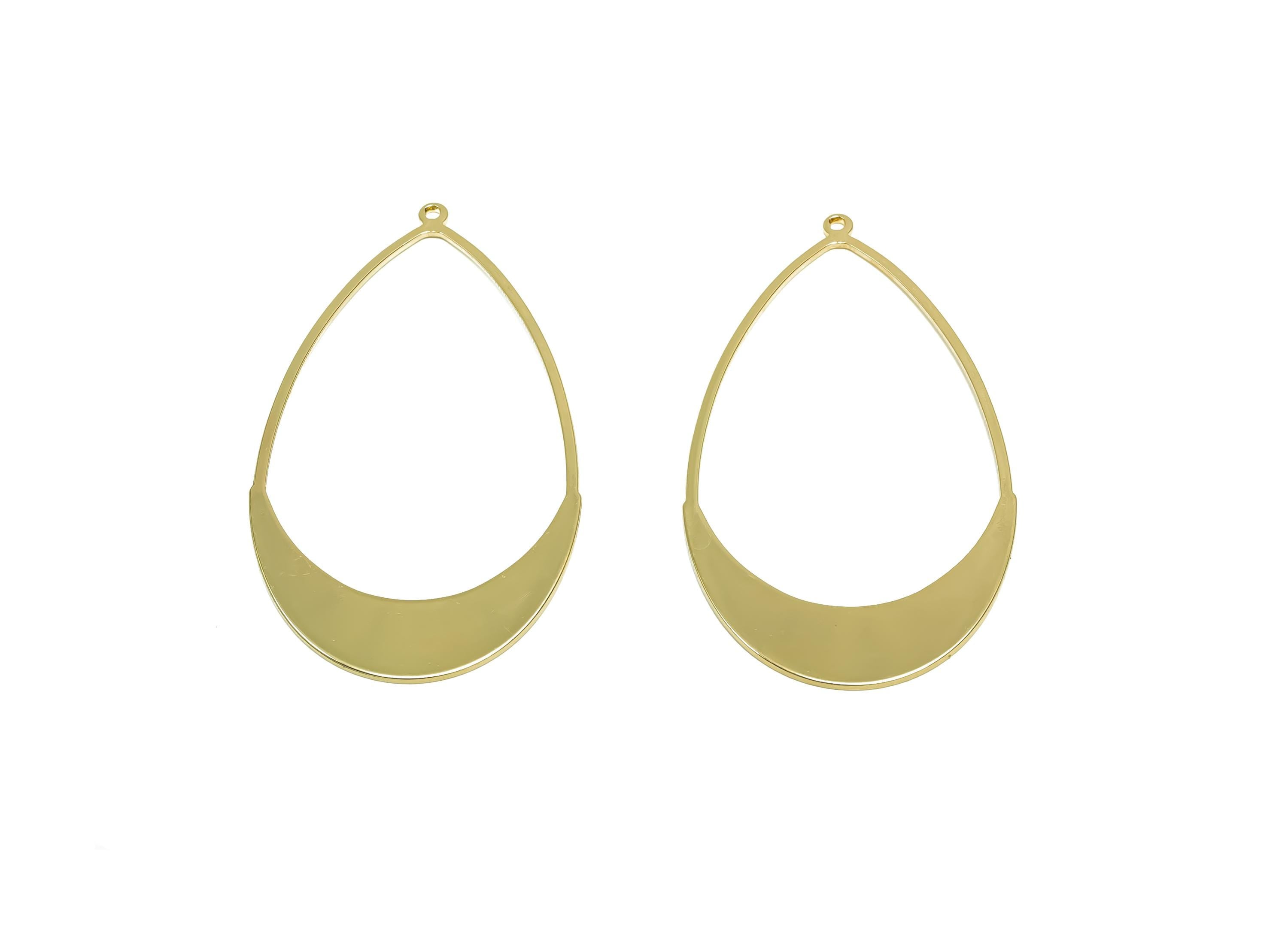 Brass Drop Earring Charm - Brass Teardrop Earring Charm - Brass Geometry Pendant - 18K Real Gold Plating - 53.1x30.8x1.13mm - RGP8345 - DOMEDBAZAAR