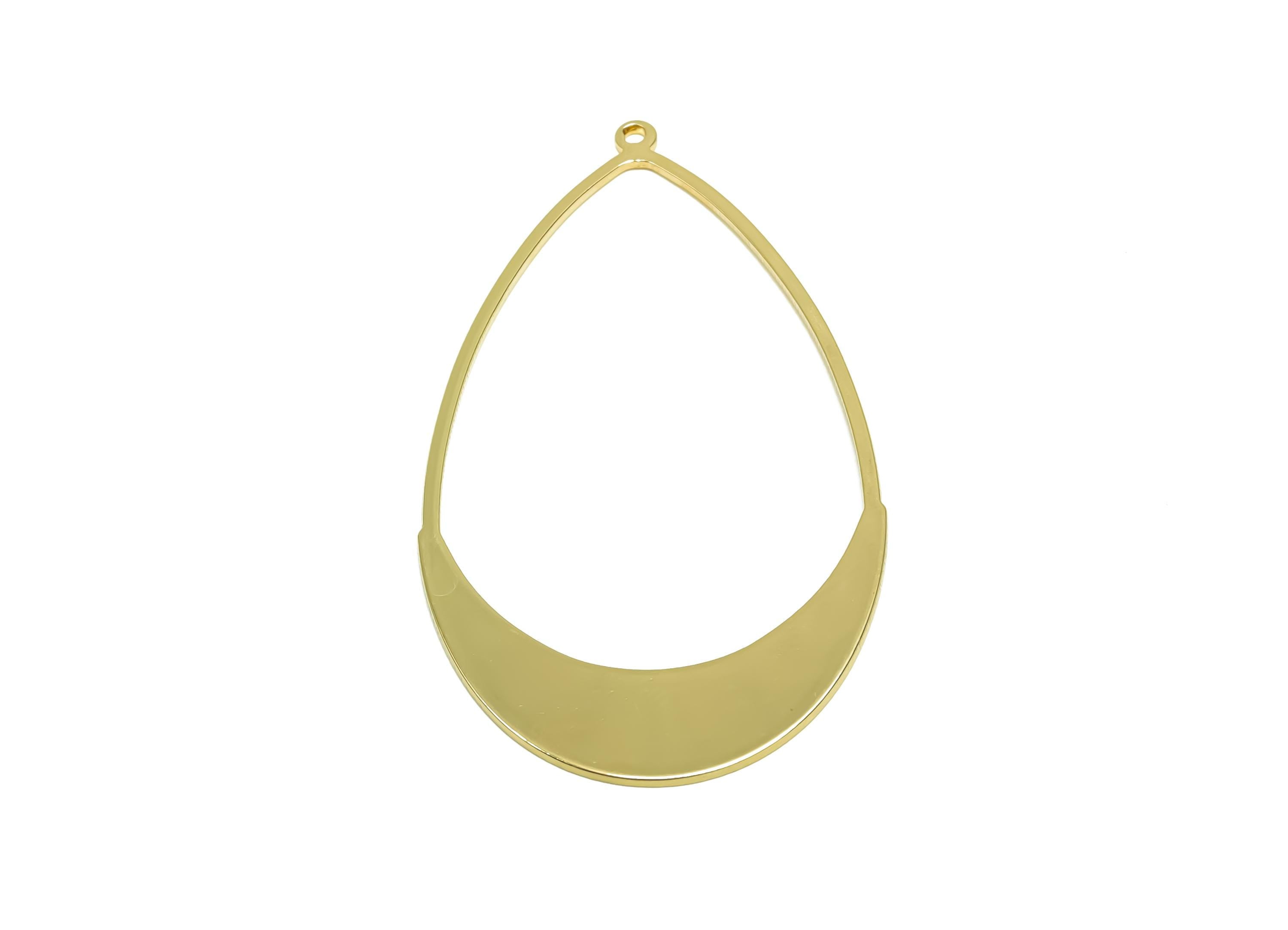Brass Drop Earring Charm - Brass Teardrop Earring Charm - Brass Geometry Pendant - 18K Real Gold Plating - 53.1x30.8x1.13mm - RGP8345 - DOMEDBAZAAR
