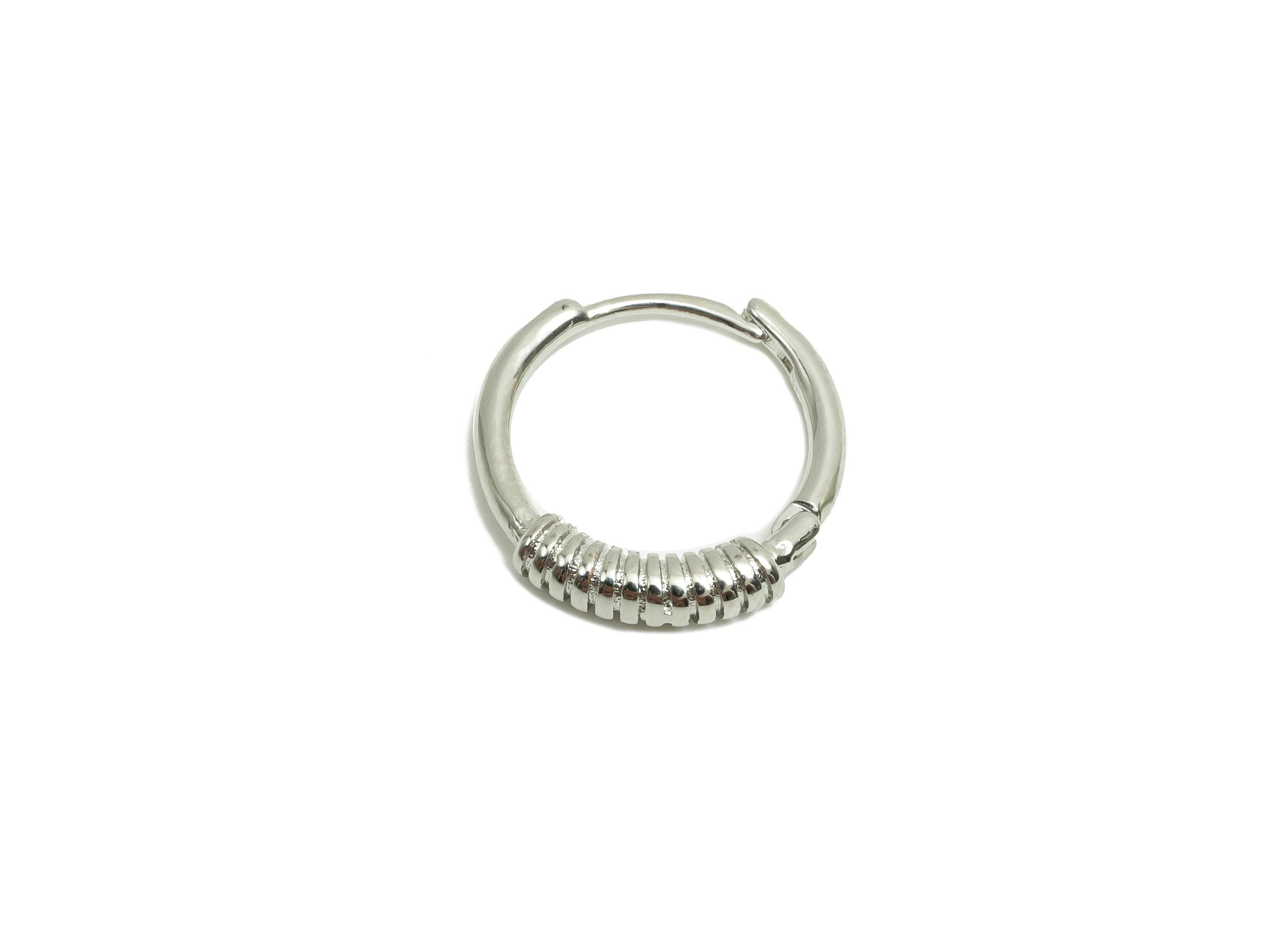Brass Spring Huggie Hoop Earring - Brass Twine Wire Hoop Clasp Earring - Hoop Earring - 18K Real Silver Gold Plating - 14.8x14x8mm - RGP8217 - DOMEDBAZAAR