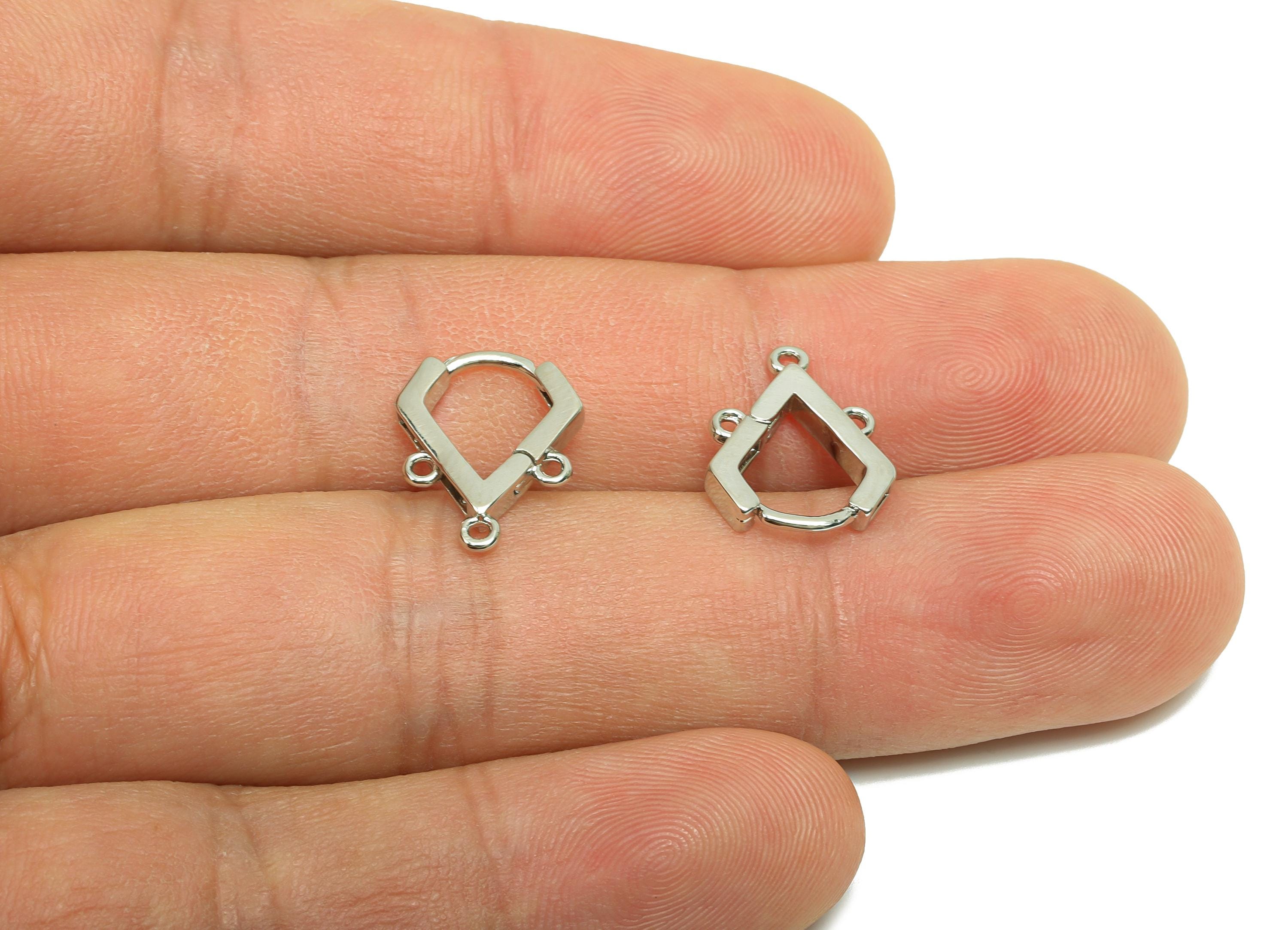 Brass Huggie Hoop Earring - Brass Triangle Hoop Clasp Earring - Hoop Earring For Tassel - 18K Real Silver Gold Plating - 14x11x1mm - RGP8218 - DOMEDBAZAAR