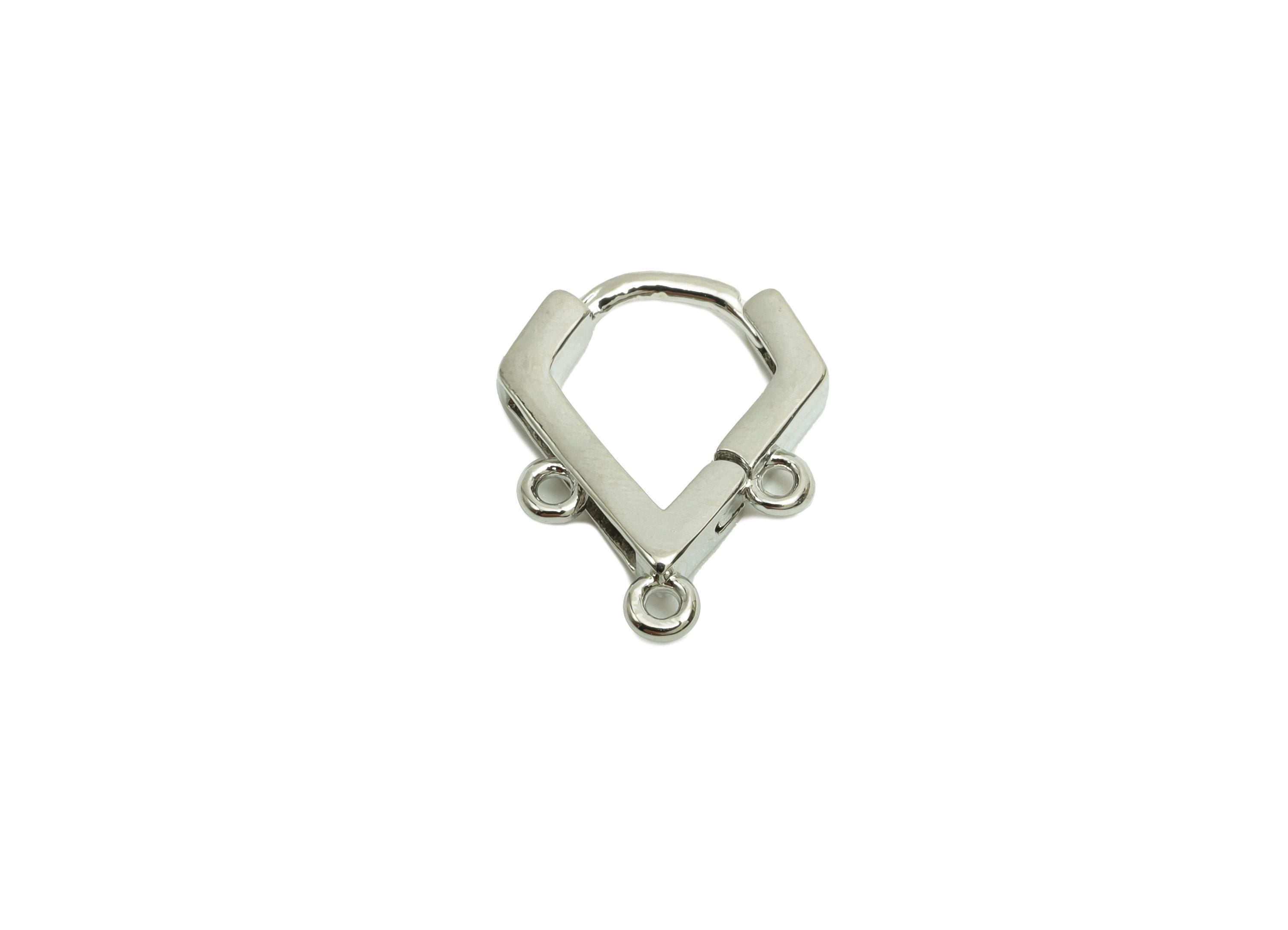 Brass Huggie Hoop Earring - Brass Triangle Hoop Clasp Earring - Hoop Earring For Tassel - 18K Real Silver Gold Plating - 14x11x1mm - RGP8218 - DOMEDBAZAAR