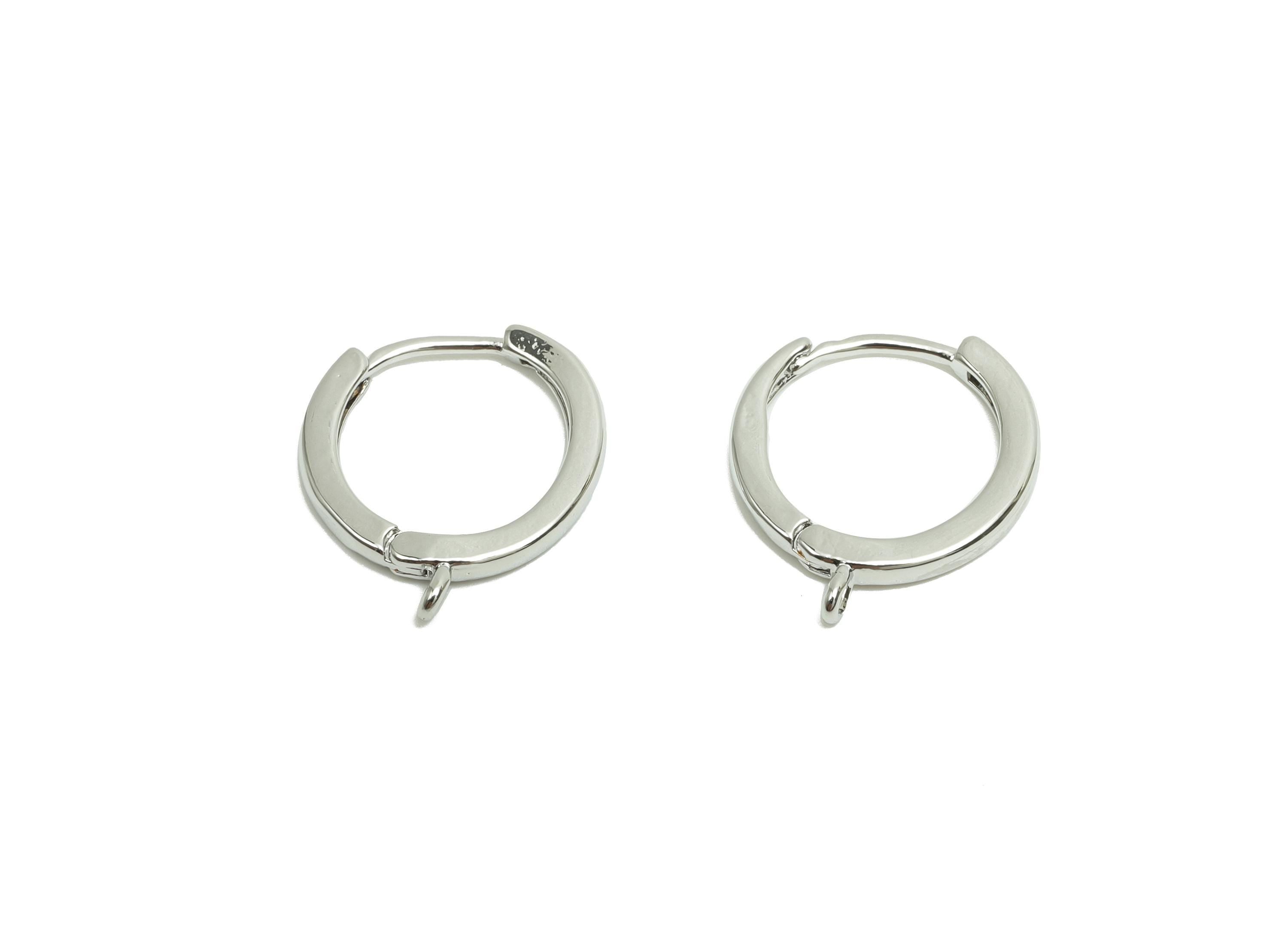 Brass Huggie Hoop Earring - Brass Hoop Clasp Earring - Geometry Hoop Earring With Loop - 18K Real Silver Gold Plating - 12x11x1mm - RGP8219 - DOMEDBAZAAR