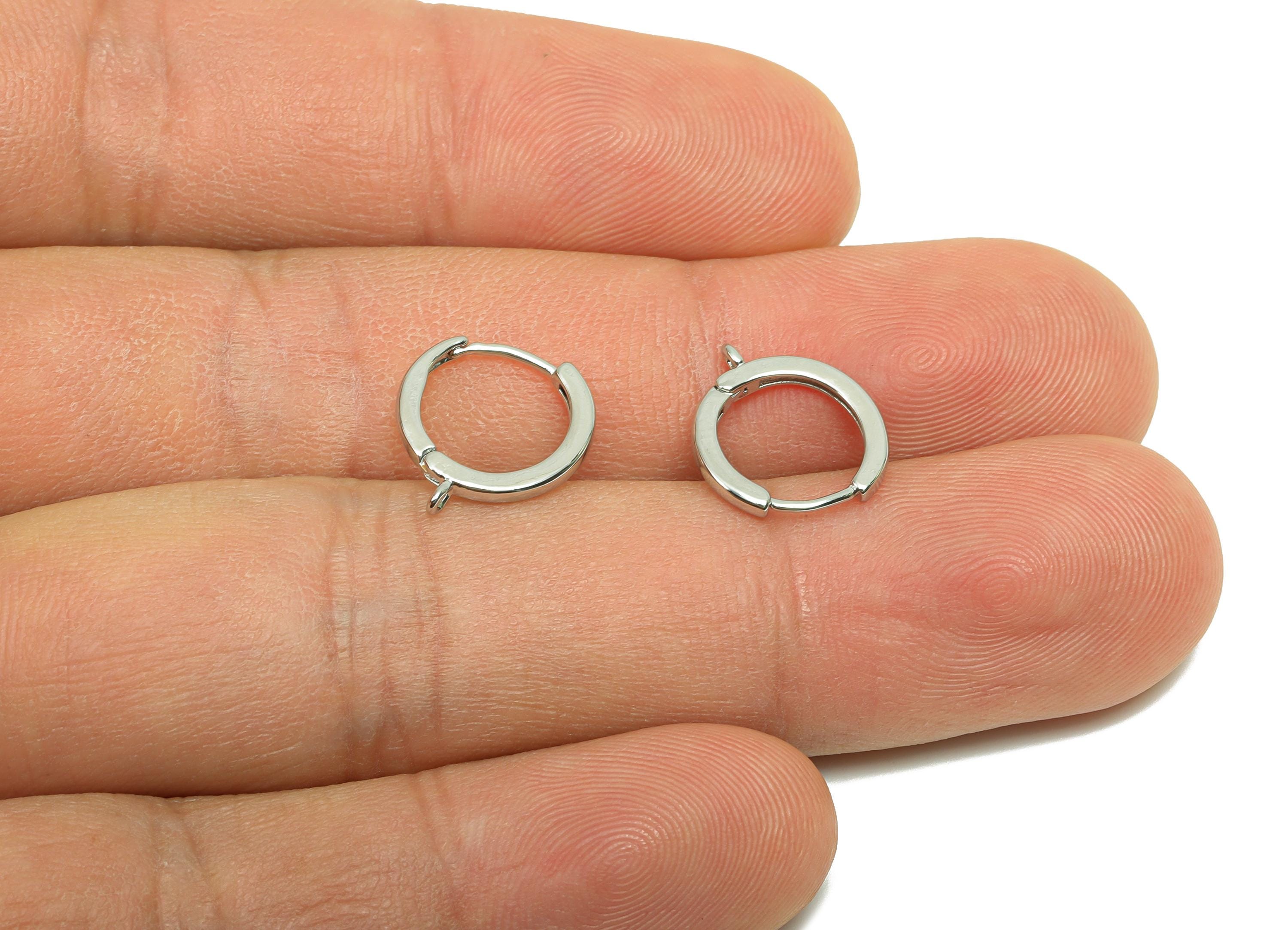 Brass Huggie Hoop Earring - Brass Hoop Clasp Earring - Geometry Hoop Earring With Loop - 18K Real Silver Gold Plating - 12x11x1mm - RGP8219 - DOMEDBAZAAR