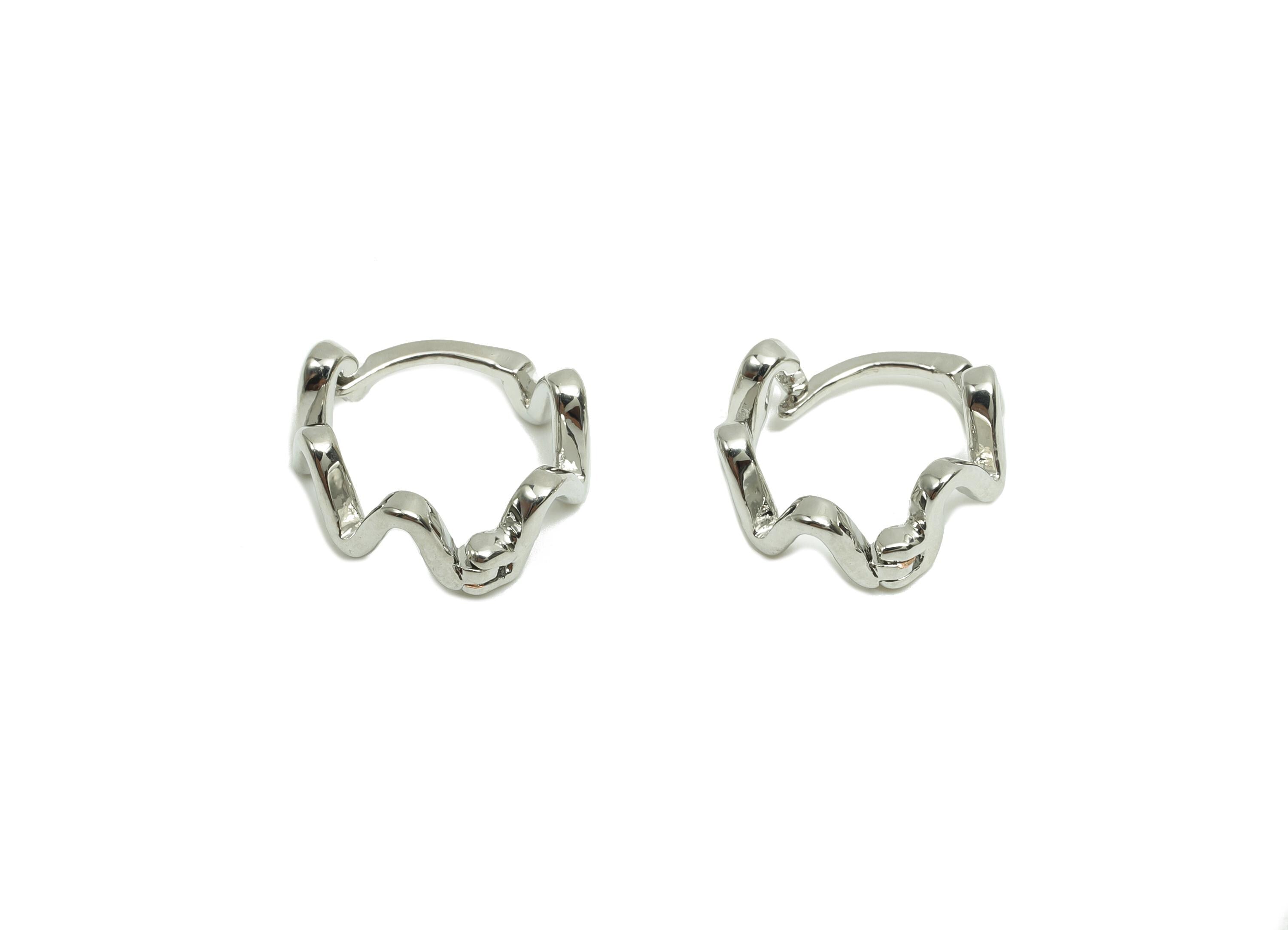 Brass Huggie Hoop Earring - Brass Curly Hoop Clasp Earring - Brass Wavy Hoop Earring - 18K Real Silver Gold Plating - 7.9x9x1.66mm - RGP8223 - DOMEDBAZAAR