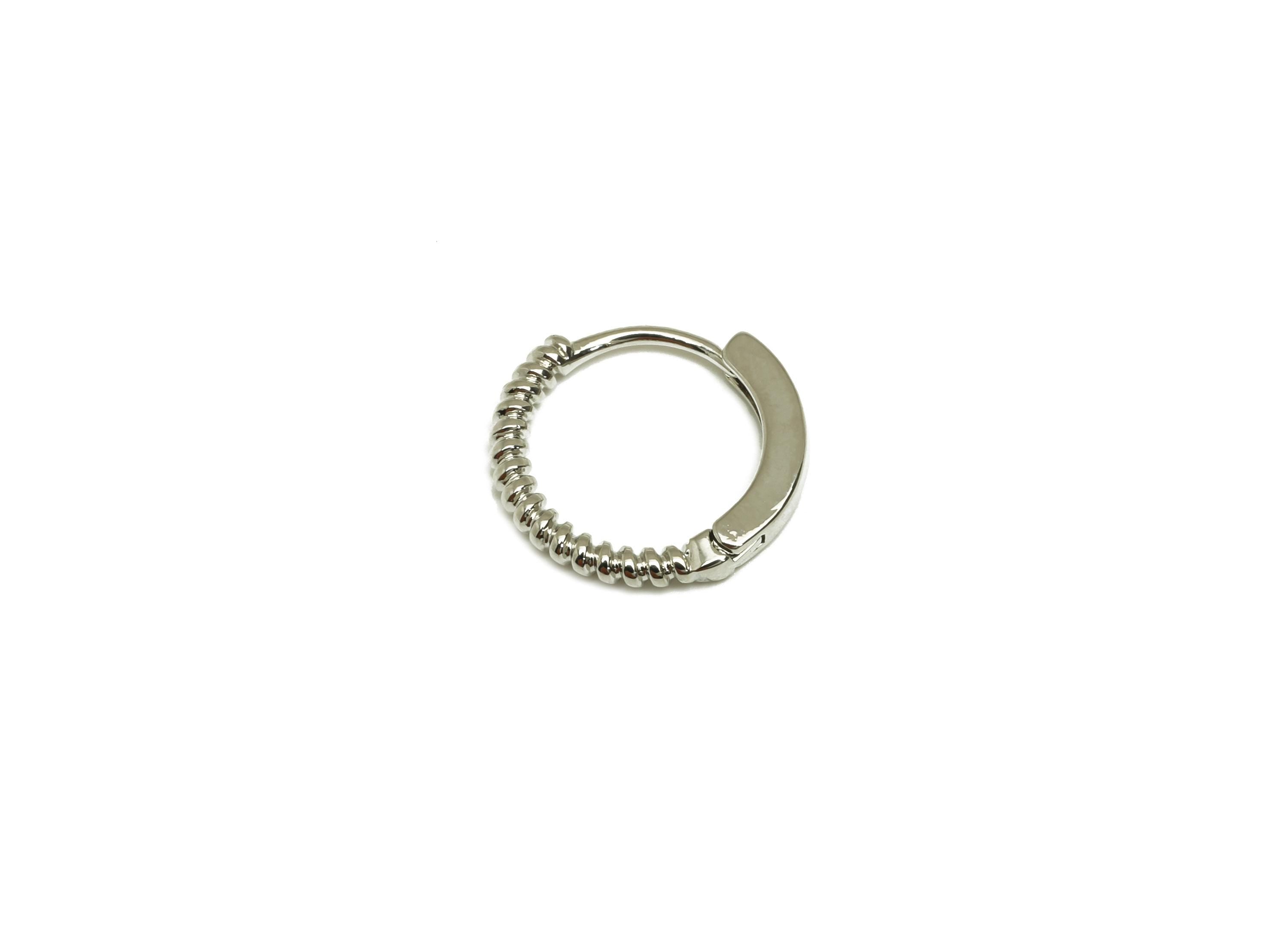 Brass Hoop Earring - Brass Silver Round Earring Clasp - Brass Huggie Hoop Clasp Earring - 18K Real White Gold Plating - 13x12x1mm - RGP7828 - DOMEDBAZAAR