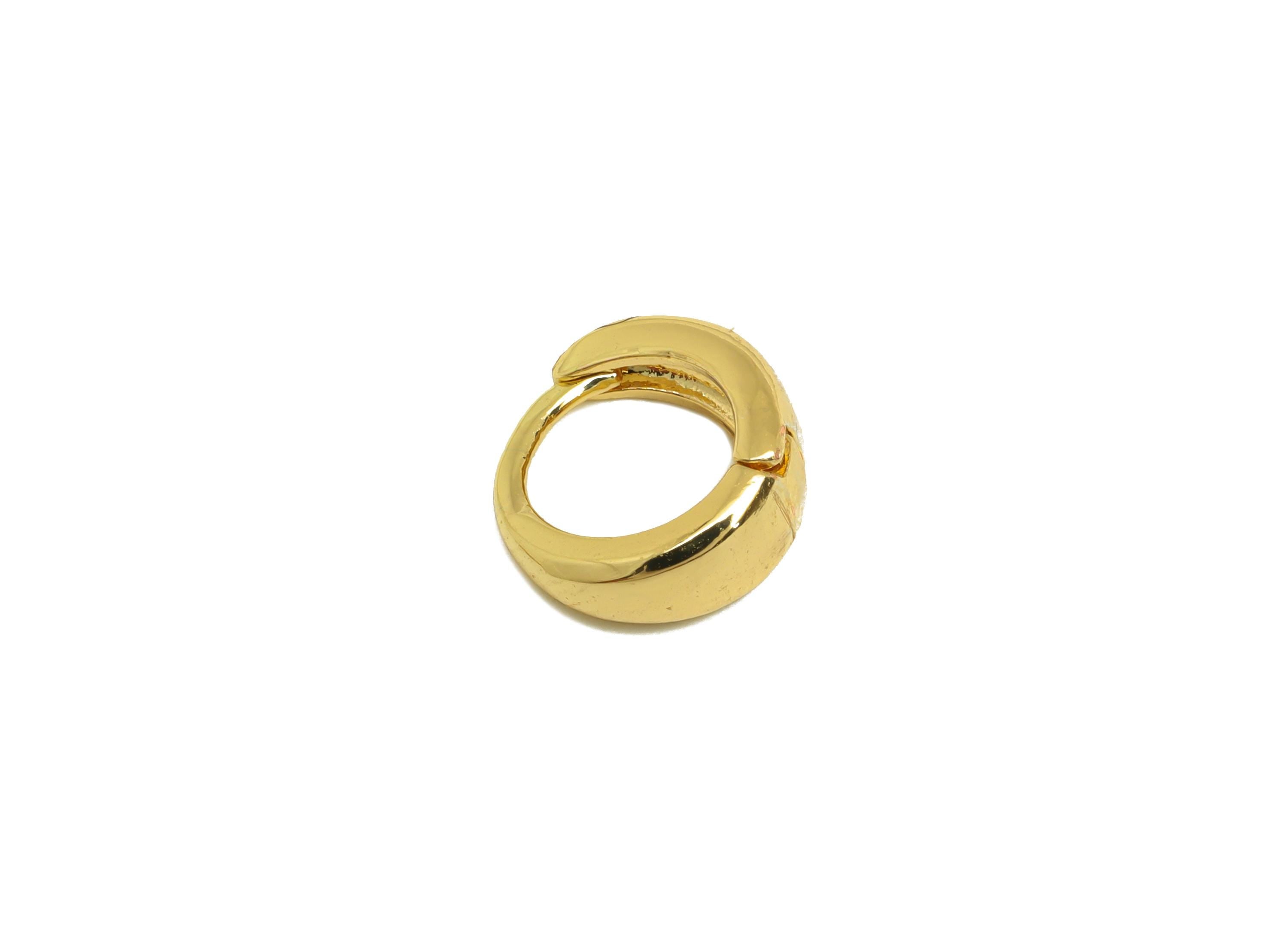 Brass Hoop Earring - Brass Silver Round Hoop Earring - Brass Thick Huggie Hoop Earring - 18K Real Gold Plating - 11.2x10x5mm - RGP7831 - DOMEDBAZAAR