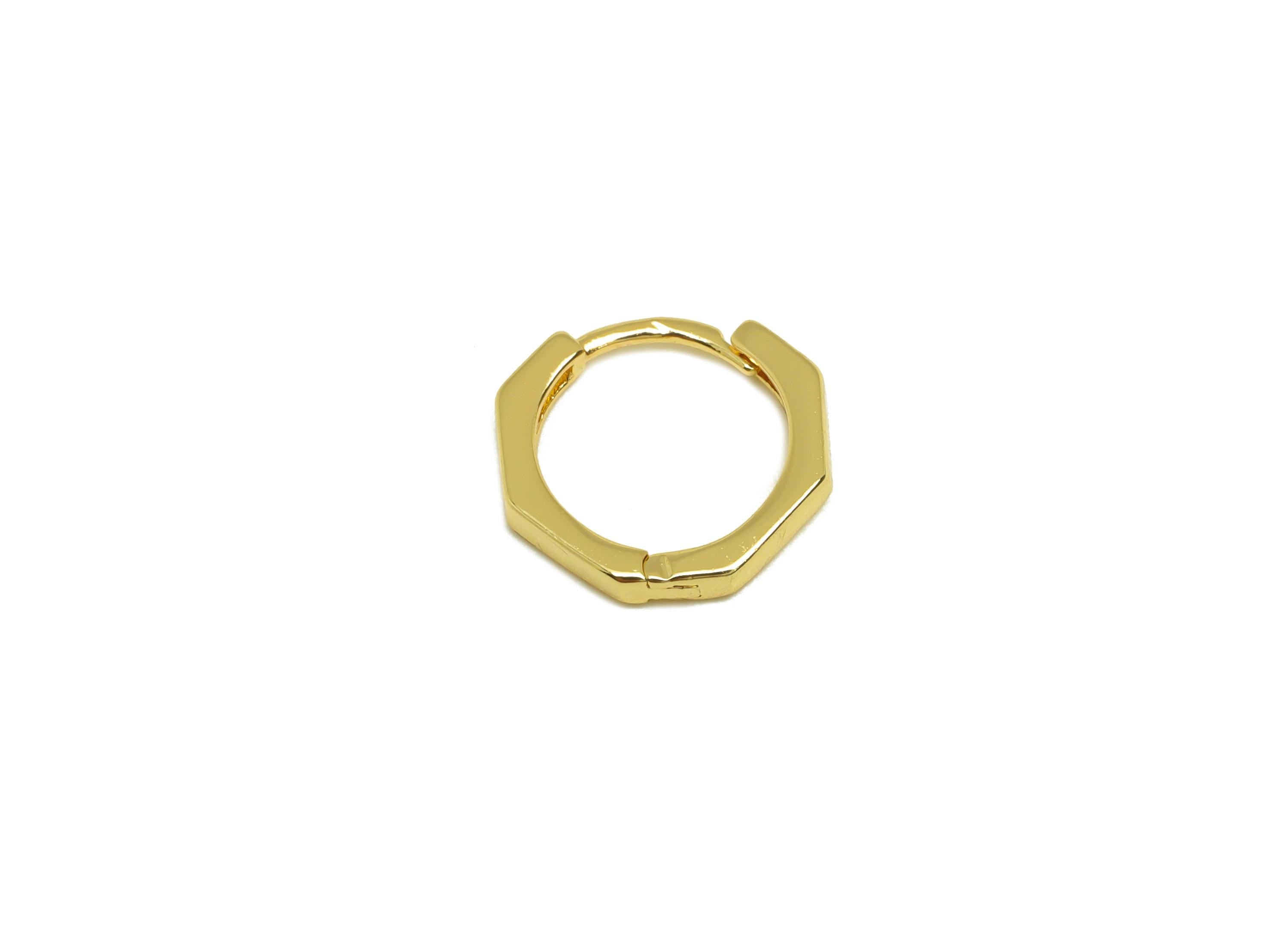 Brass Hoop Earring - Brass Octagon Hoop Earring - Geometry Huggie Hoop Earring - 18K Real Gold Plating - 11.54x11.54x1.74mm - RGP7830 - DOMEDBAZAAR