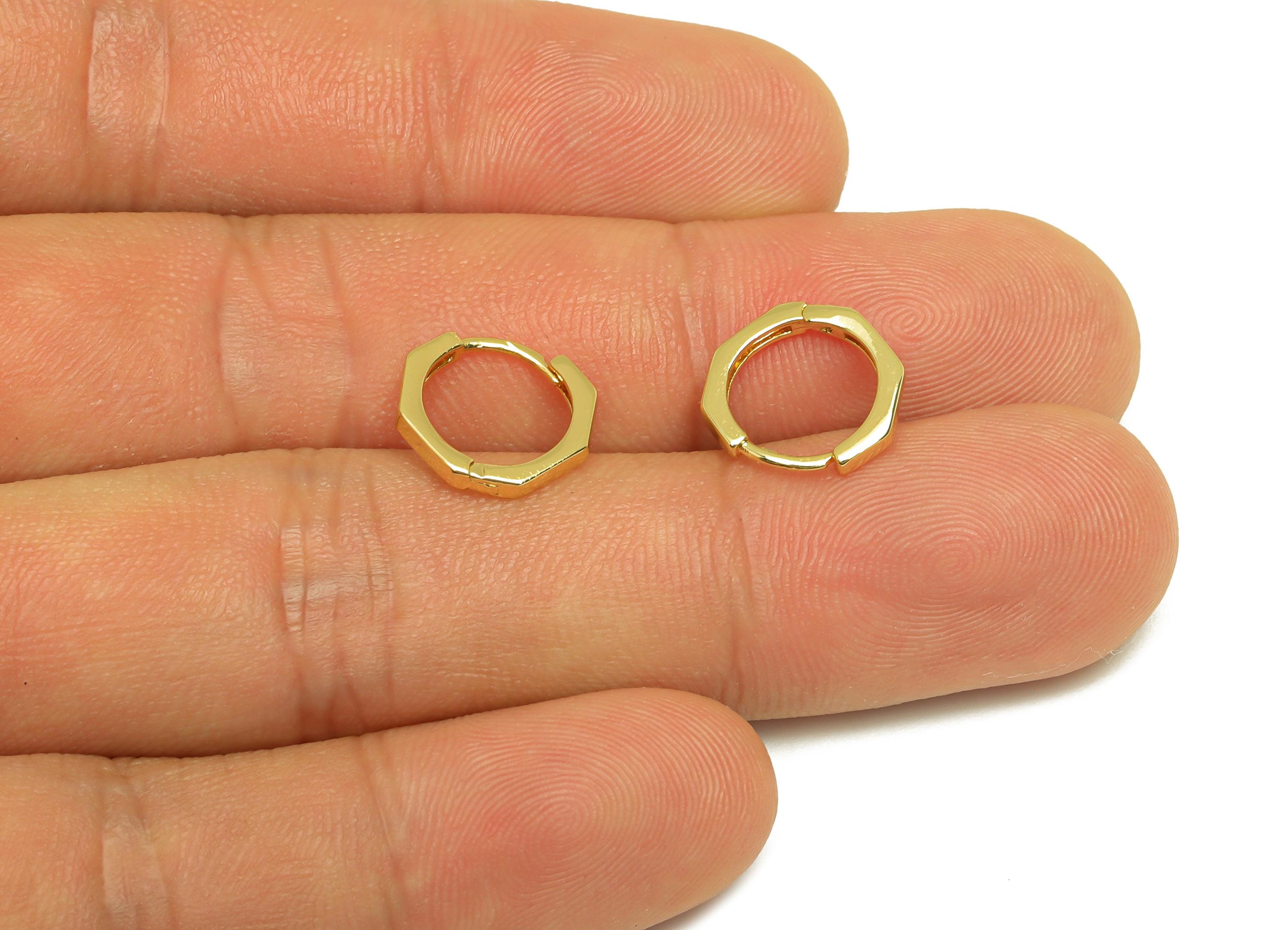 Brass Hoop Earring - Brass Octagon Hoop Earring - Geometry Huggie Hoop Earring - 18K Real Gold Plating - 11.54x11.54x1.74mm - RGP7830 - DOMEDBAZAAR