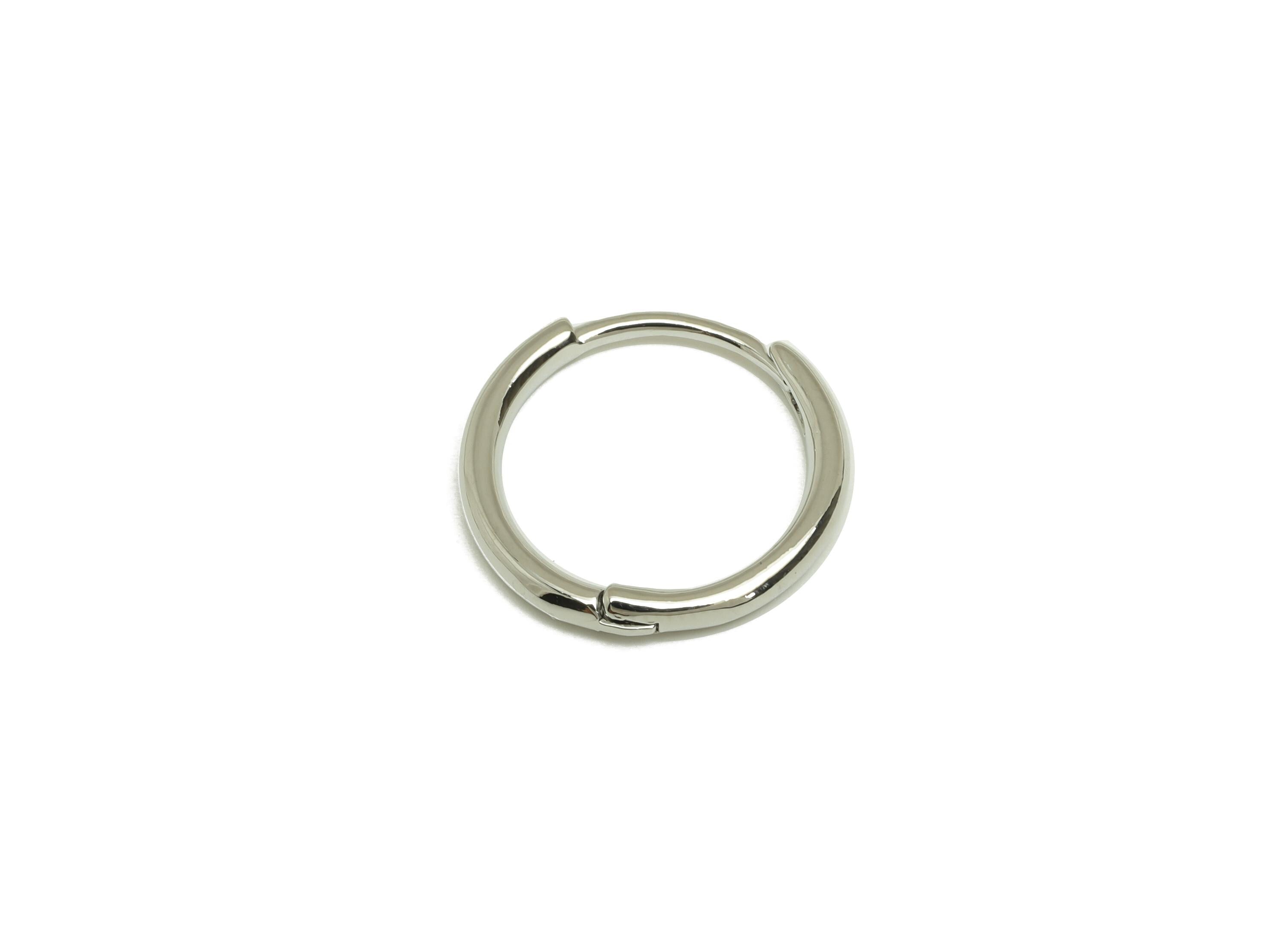 Brass Hoop Earring - Brass Round Hoop Earring - Brass Huggie Hoop Clasp Earring - 18K Real White Gold Plating - 17x16x2.03mm - RGP7805 - DOMEDBAZAAR