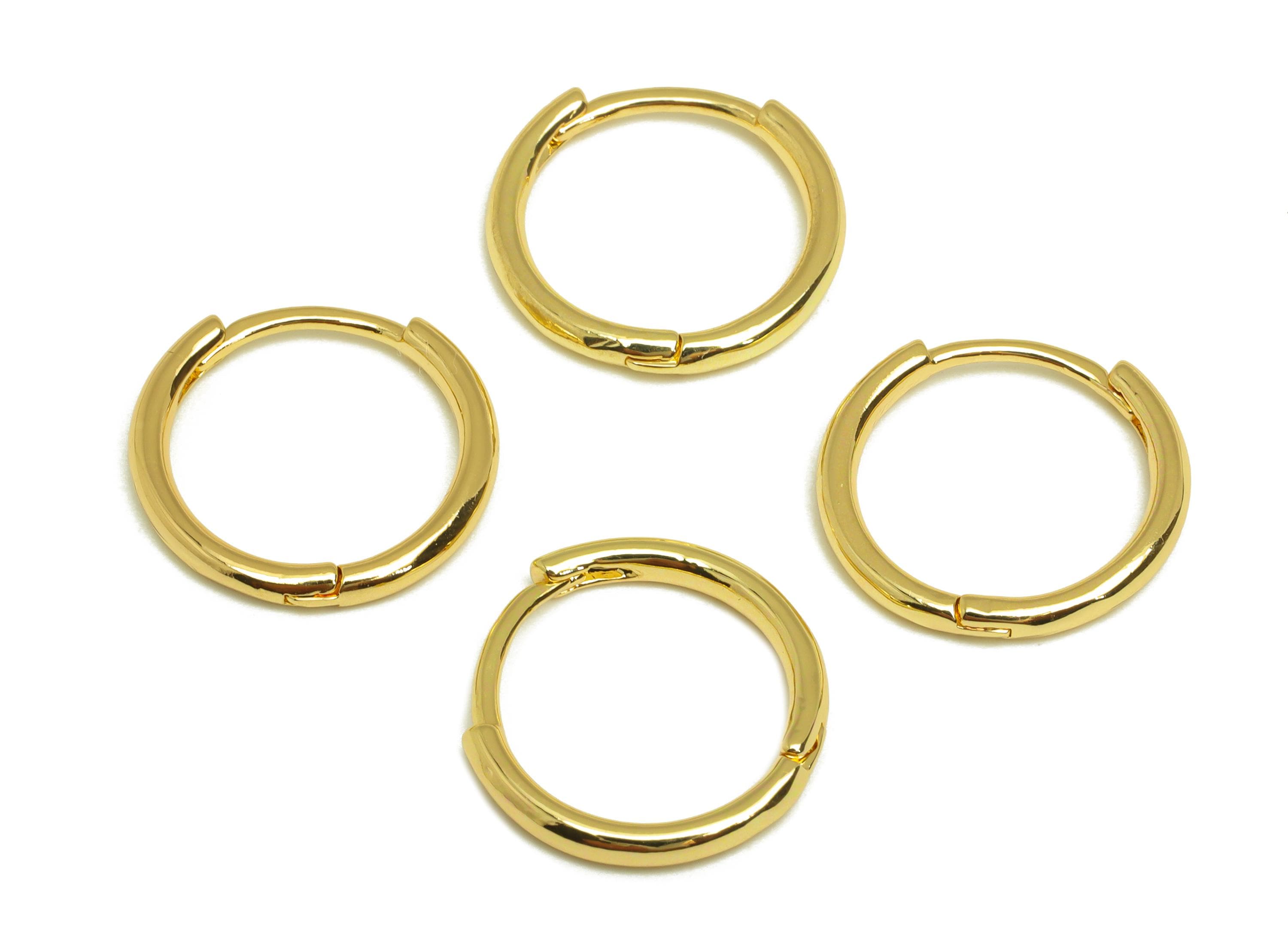 Brass Hoop Earring - Brass Round Hoop Earring - Brass Huggie Hoop Clasp Earring - 18K Real Gold Plating - 17x16x2.03mm - RGP7816 - DOMEDBAZAAR