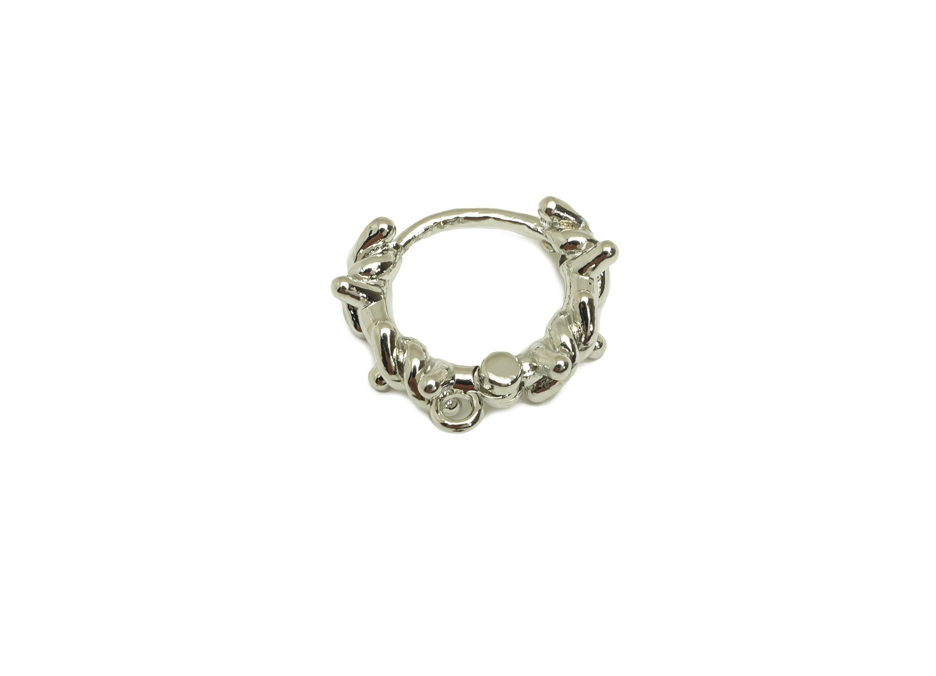 Brass Wire Huggie Hoop Earring - Twine Wire Earring Clasp - Huggie Hoop Clasp Earring - 18K Real White Gold Plating - 16x15x2.76mm - RGP7806 - DOMEDBAZAAR