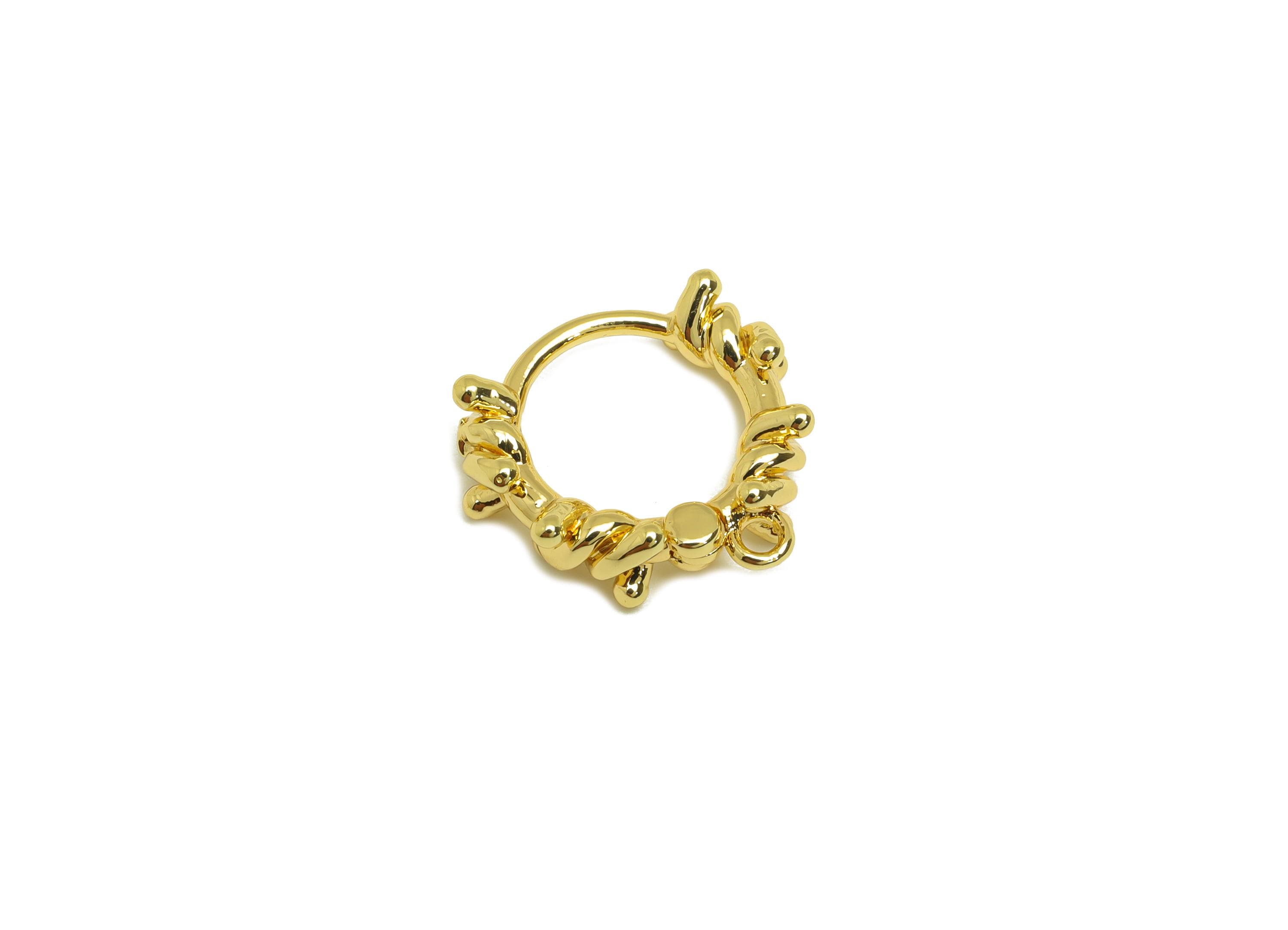 Brass Wire Huggie Hoop Earring - Twine Wire Earring Clasp - Huggie Hoop Clasp Earring - 18K Real Gold Plating - 16x15x2.76mm - RGP7817 - DOMEDBAZAAR