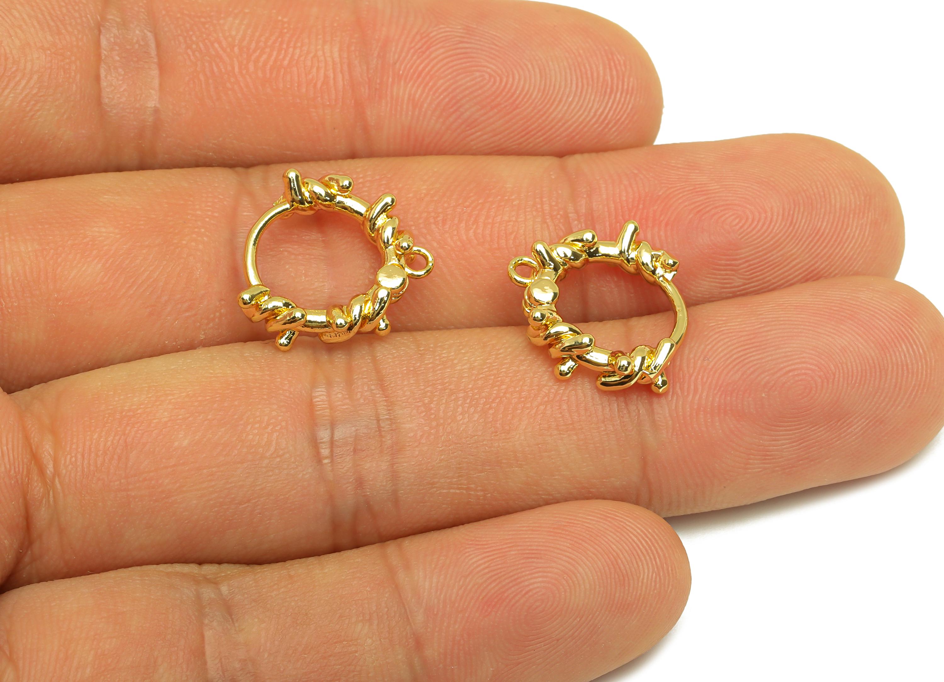 Brass Wire Huggie Hoop Earring - Twine Wire Earring Clasp - Huggie Hoop Clasp Earring - 18K Real Gold Plating - 16x15x2.76mm - RGP7817 - DOMEDBAZAAR