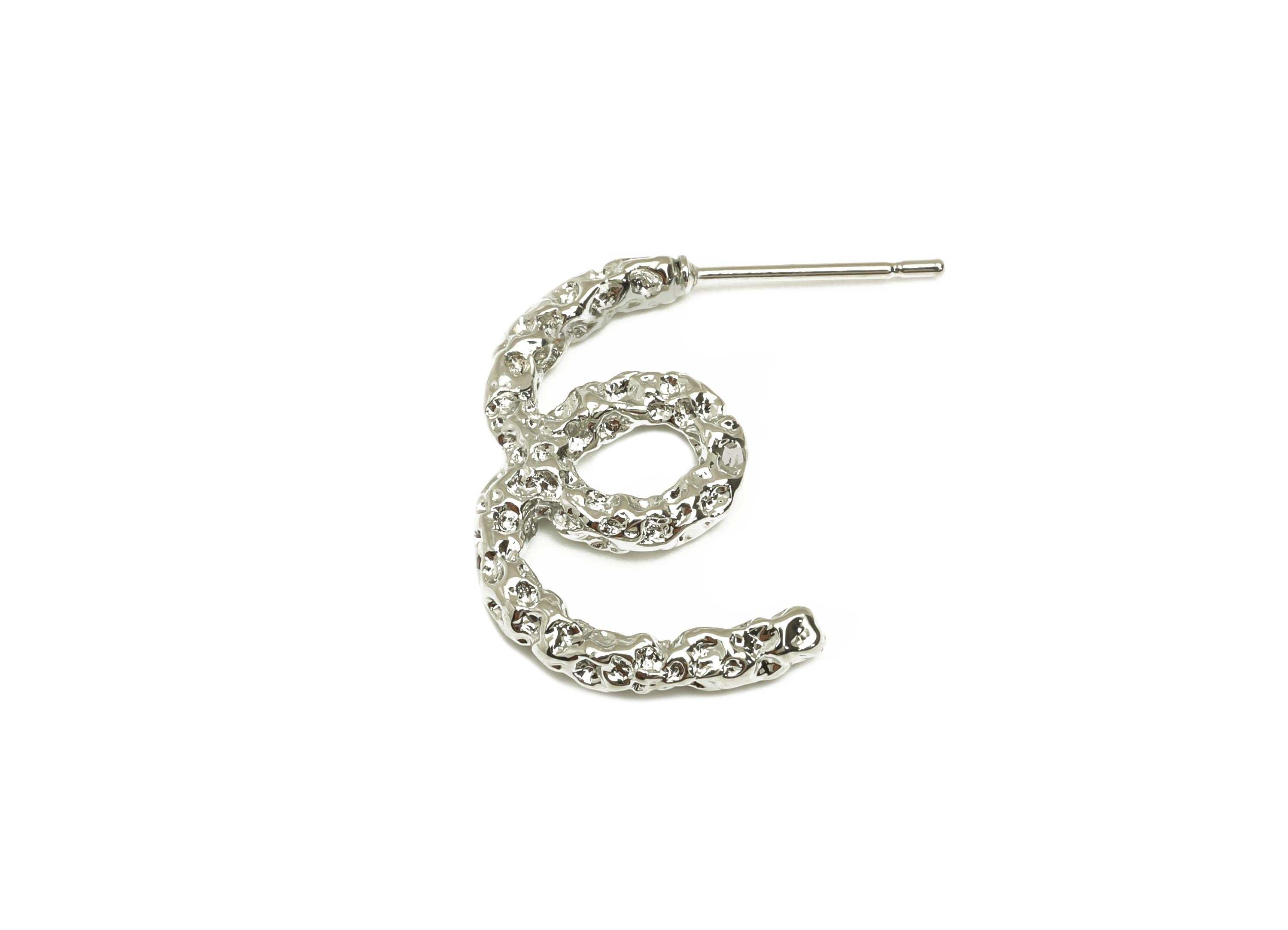 Hammered Wire Earring Stud - Brass Textured Wire Earring Post - Knot Twisted Earring Post - 18k Real White Gold Plating - 24x13x2mm -RGP7823 - DOMEDBAZAAR