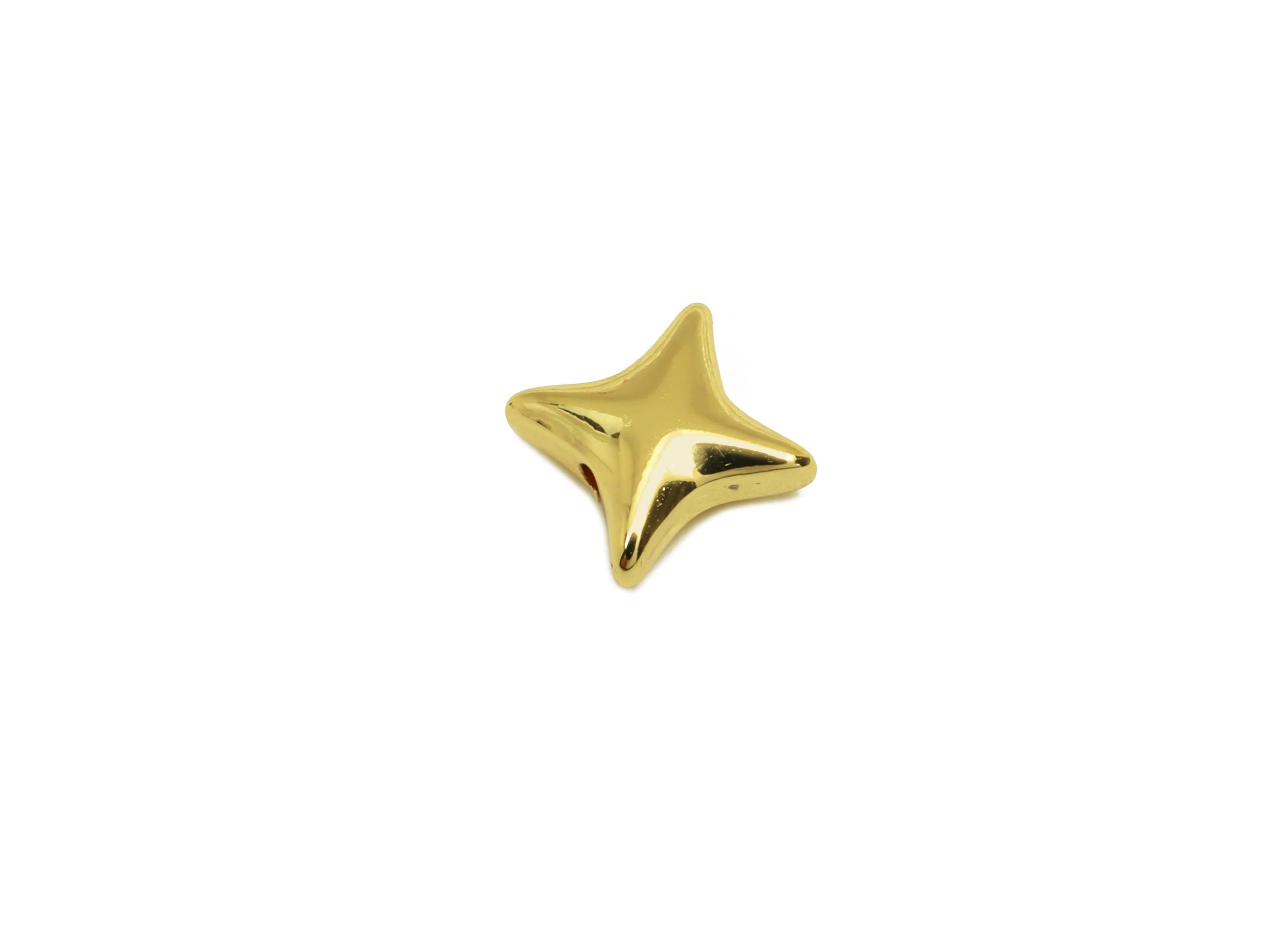 Star Bracelet Spacer Beads - Brass Beaded Cubic Earring Bead - Brass Star Bracelet Bead - 18k Real Gold Plating - 9.43x9.15x3.02mm - RGP7812 - DOMEDBAZAAR