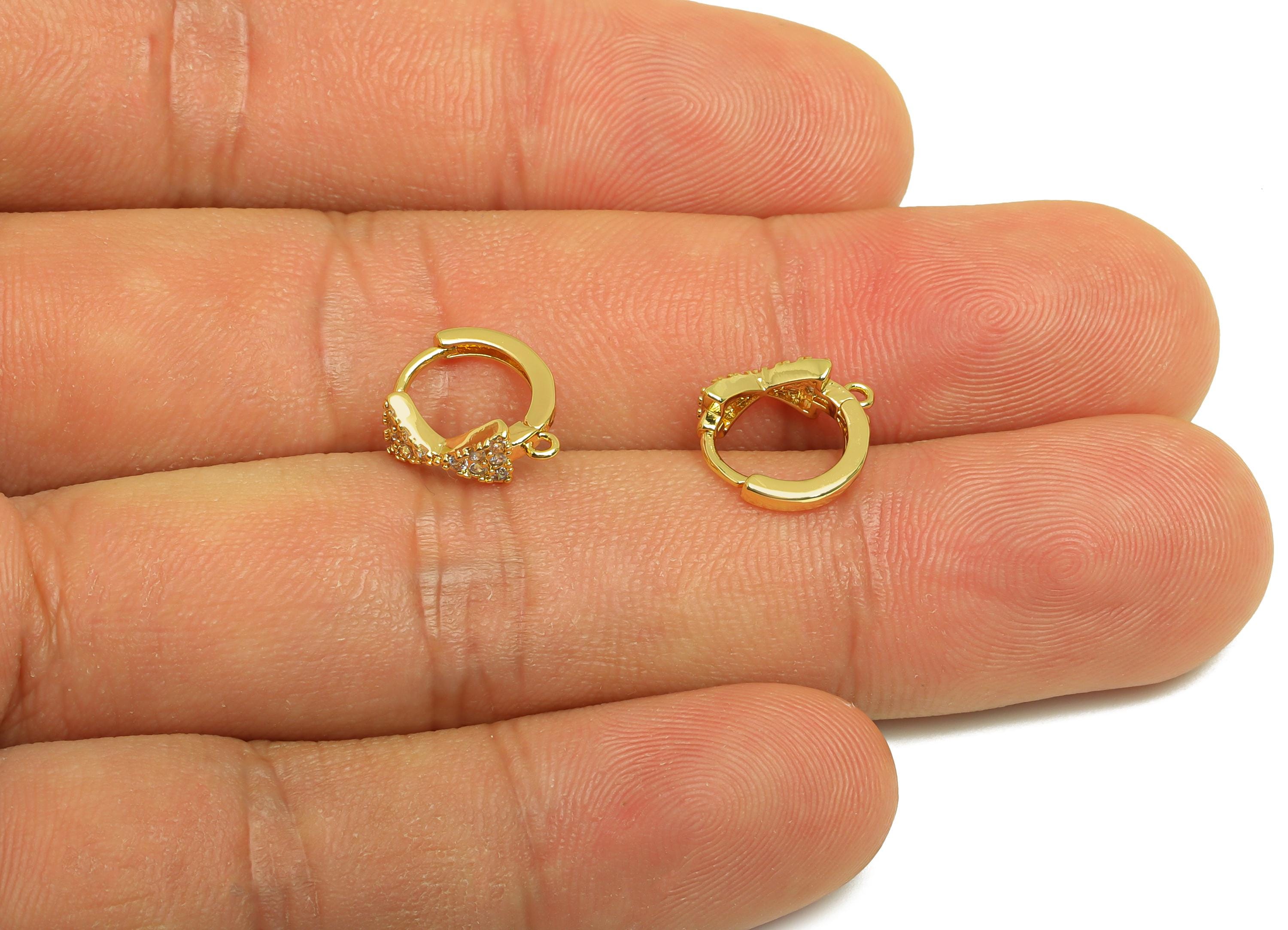 Brass Hoop Earring - Butterfly Bow Earring Clasp - Brass Bow Huggie Hoop Clasp Earring - 18K Real Gold Plating - 10.96x10.54x4.8mm - RGP7837 - DOMEDBAZAAR