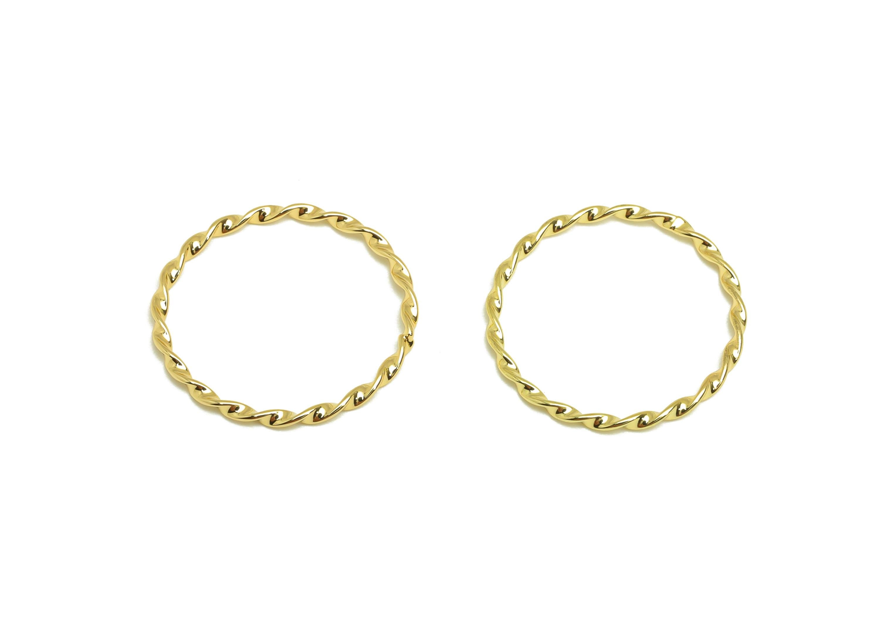 Brass Twisted Round Ring - Brass Wavy Hoop Ring - Brass Textured Round Ring - 18K Real Gold Plating - 18.3x18.3x0.99mm - RGP7861 - DOMEDBAZAAR