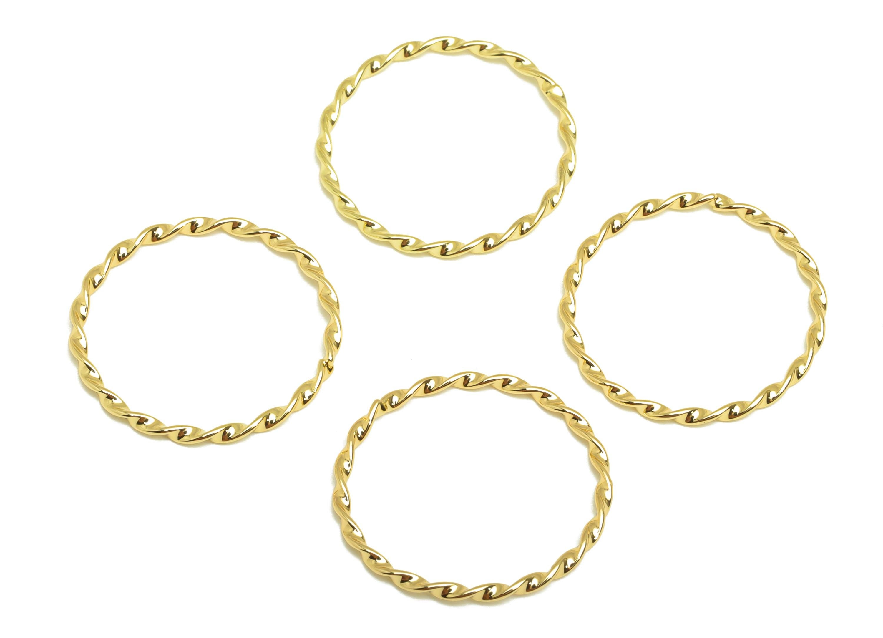 Brass Twisted Round Ring - Brass Wavy Hoop Ring - Brass Textured Round Ring - 18K Real Gold Plating - 18.3x18.3x0.99mm - RGP7861 - DOMEDBAZAAR