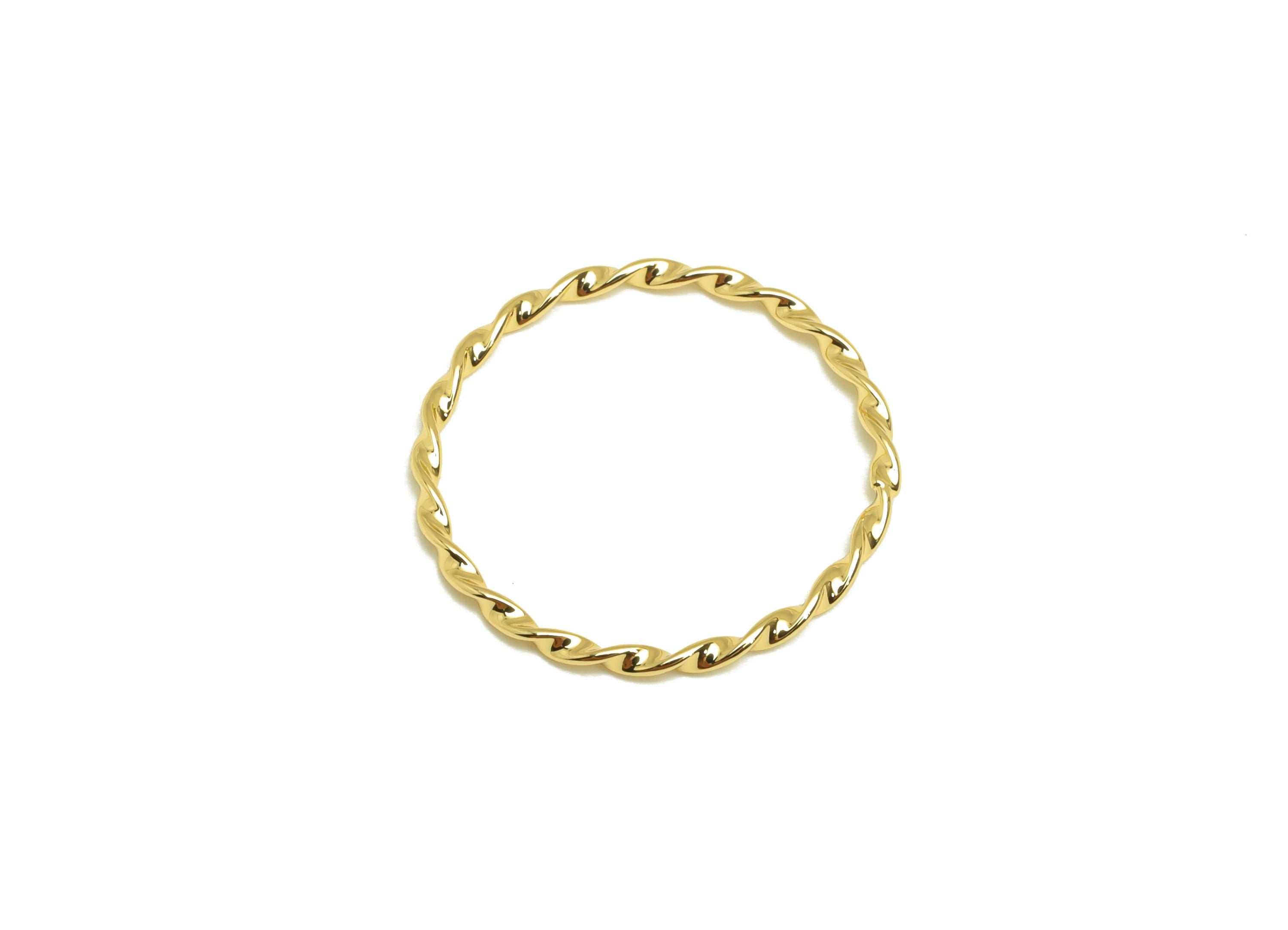 Brass Twisted Round Ring - Brass Wavy Hoop Ring - Brass Textured Round Ring - 18K Real Gold Plating - 18.3x18.3x0.99mm - RGP7861 - DOMEDBAZAAR