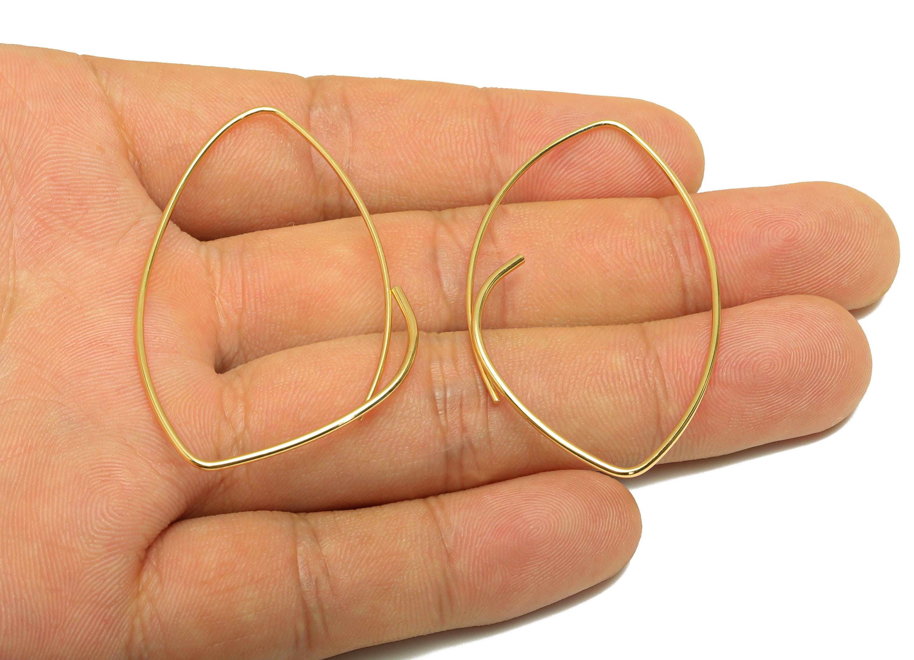 Brass Marquise Earring Wire - Brass Marquise Ear Hook - Brass Hook Wire Earring - Wire Hook - 18K Real Gold Plating - 48x27x0.9mm - RGP7855 - DOMEDBAZAAR