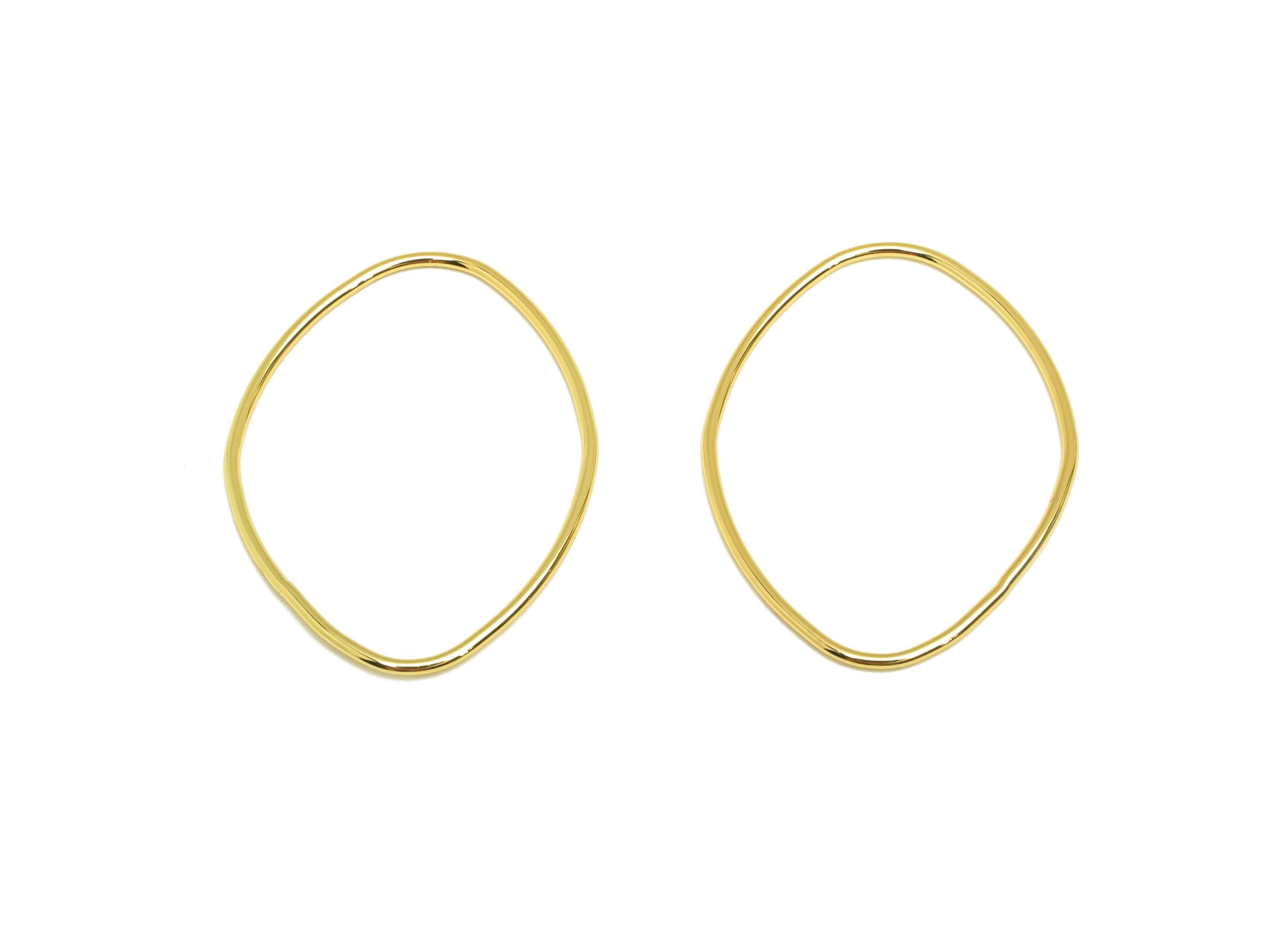 Brass Marquise Earring Charm - Brass Wire Earring Charm - Geometry Earring Charm - 18K Real Gold Plating - 33.25x24.65x0.76mm - RGP7871 - DOMEDBAZAAR