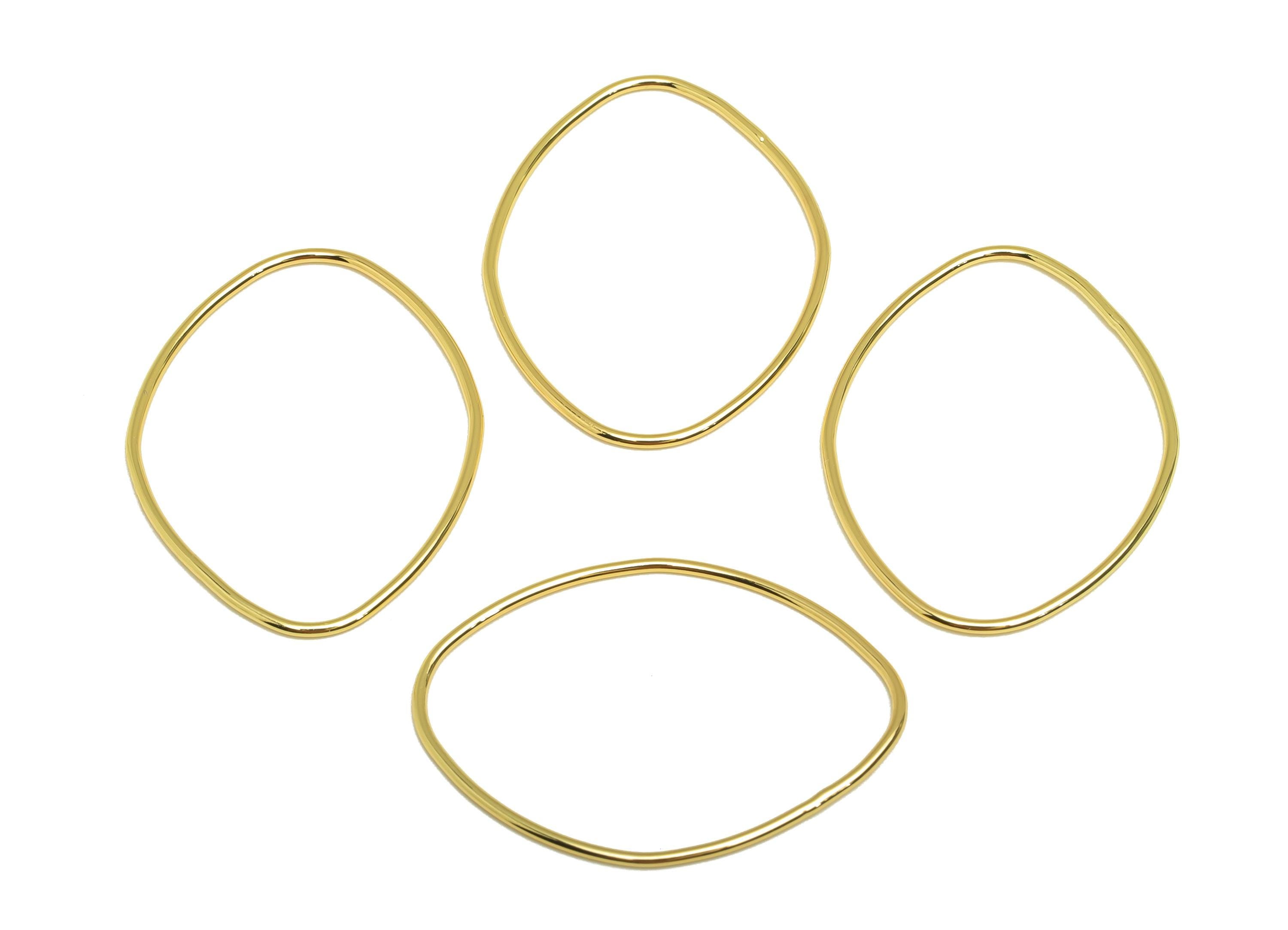 Brass Marquise Earring Charm - Brass Wire Earring Charm - Geometry Earring Charm - 18K Real Gold Plating - 33.25x24.65x0.76mm - RGP7871 - DOMEDBAZAAR