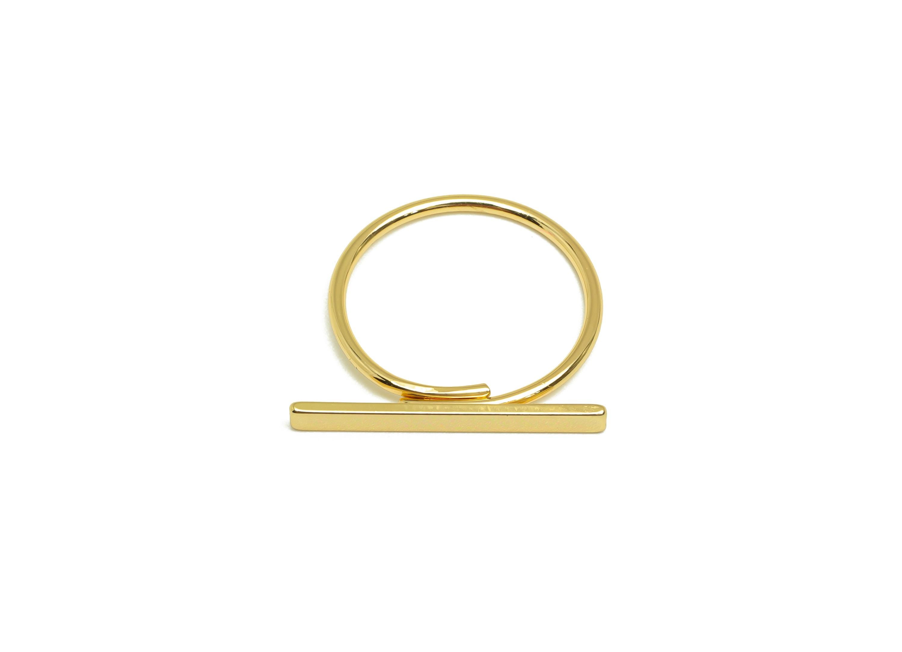 Brass Adjustable Rectangle Ring - Brass Ring Settings - Rectangle Ring Adjustable Finding - 18K Real Gold Plating - 20.5x21x1.03mm - RGP7863 - DOMEDBAZAAR