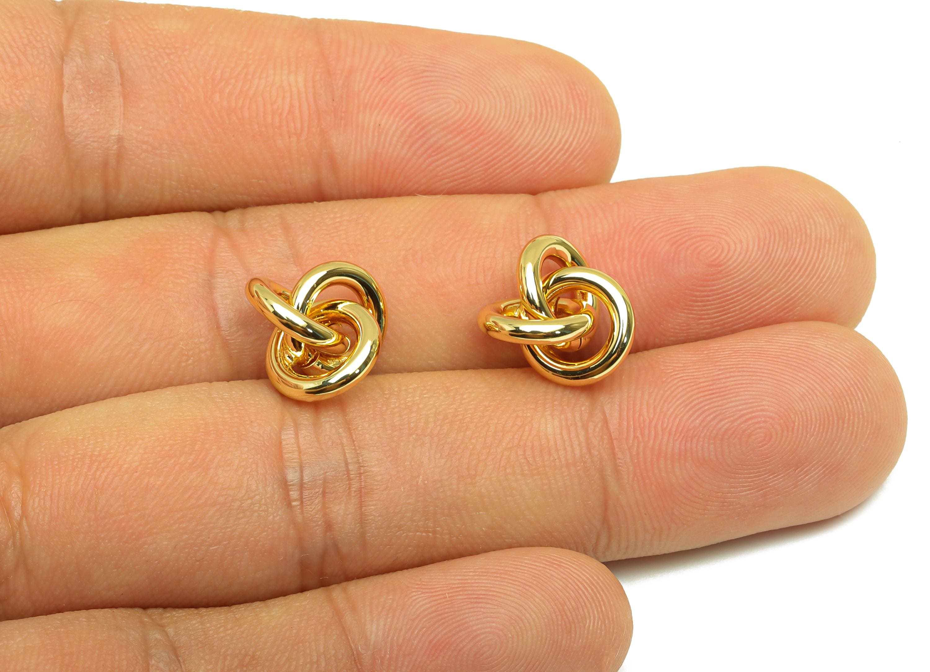 Brass Interwoven Earring Charm - Jump Ring Earring Charm - Bead Earring Charm - Bracelet Beads - 18K Real Gold Plating - 12x12x6mm -RGP7878 - DOMEDBAZAAR