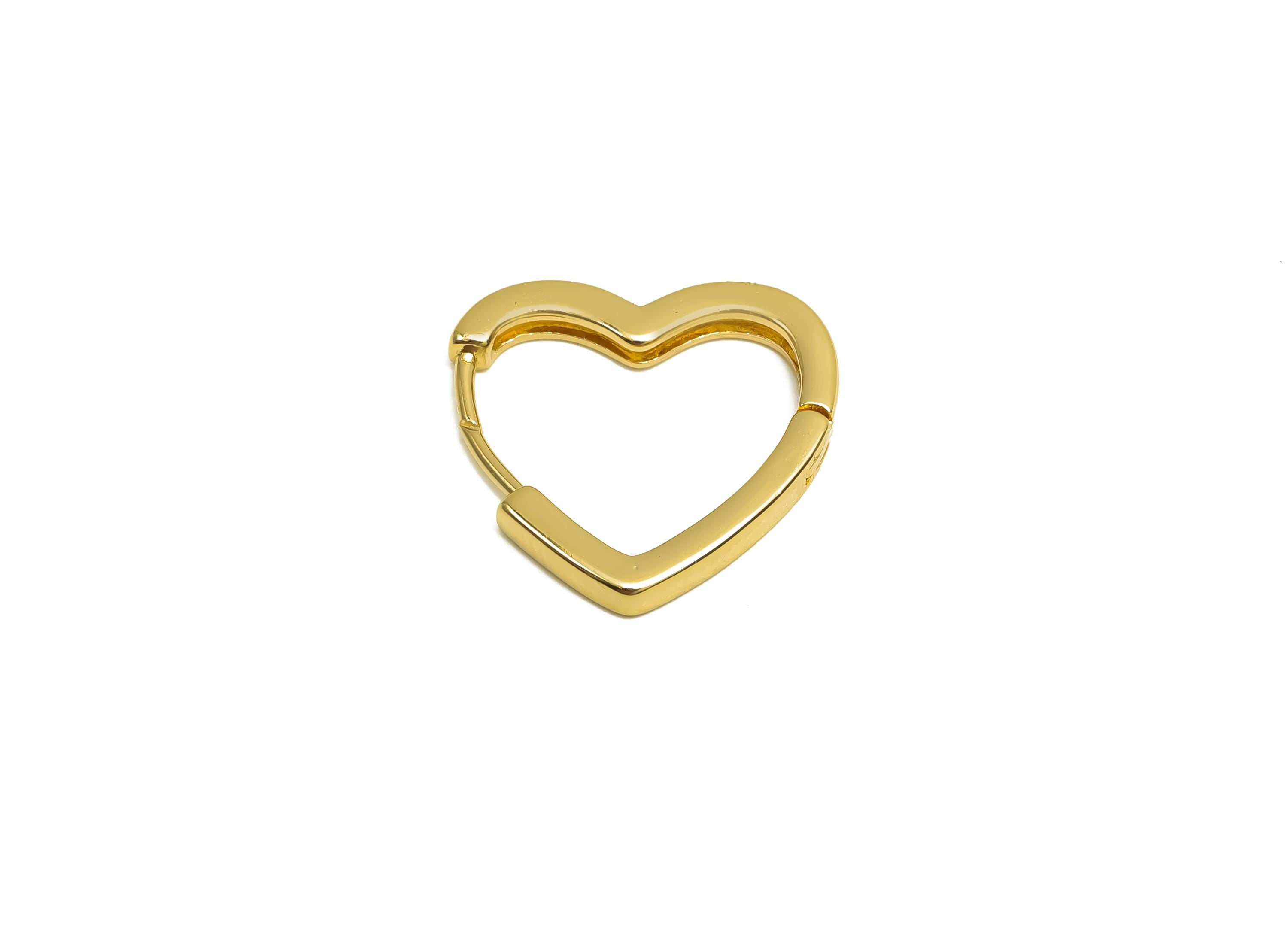 Brass Heart Hoop Earring - Jewelry For Women - Huggie Hoop Clasp Earring - Wedding Day - 18K Real Gold Plating Brass - 17x14x6mm - RGP8388 - DOMEDBAZAAR