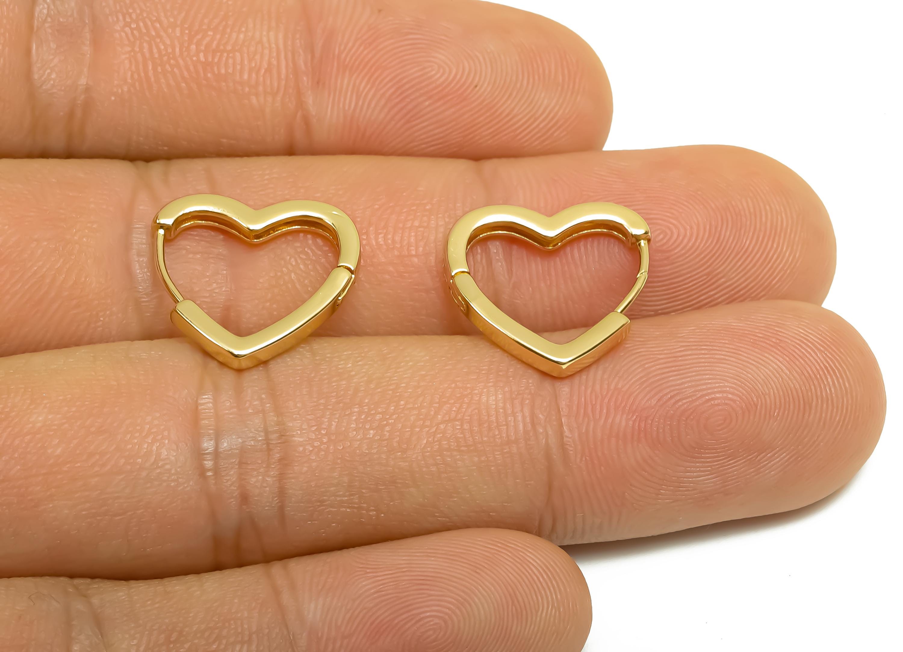 Brass Heart Hoop Earring - Jewelry For Women - Huggie Hoop Clasp Earring - Wedding Day - 18K Real Gold Plating Brass - 17x14x6mm - RGP8388 - DOMEDBAZAAR