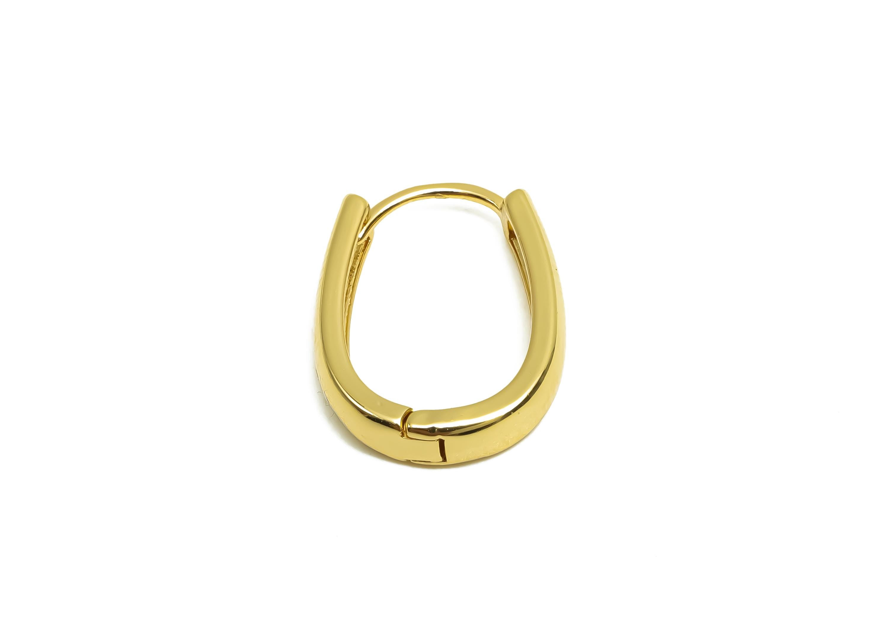Brass Hoop Earring - Minimalist Gift For Her - Huggie Hoop Clasp Earring - Valentine's Day - 18K Real Gold Plating Brass - 17x14x3mm-RGP8368 - DOMEDBAZAAR