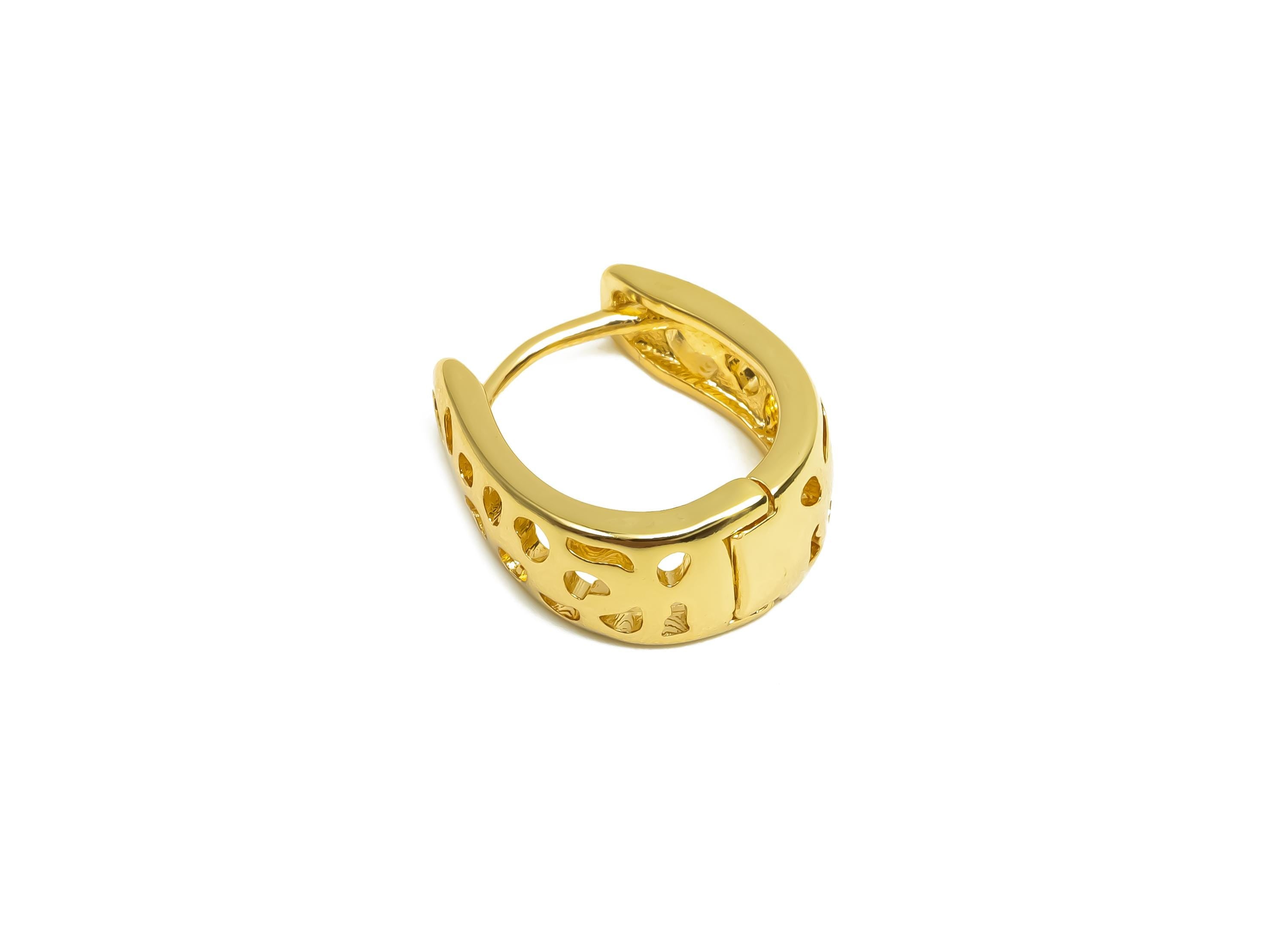 Brass Hoop Earring - For Her - Horseshoe Huggie Hoop Clasp Earring - Valentine's Day - 18K Real Gold Plating Brass - 15x13.9x6.8mm - RGP8385 - DOMEDBAZAAR