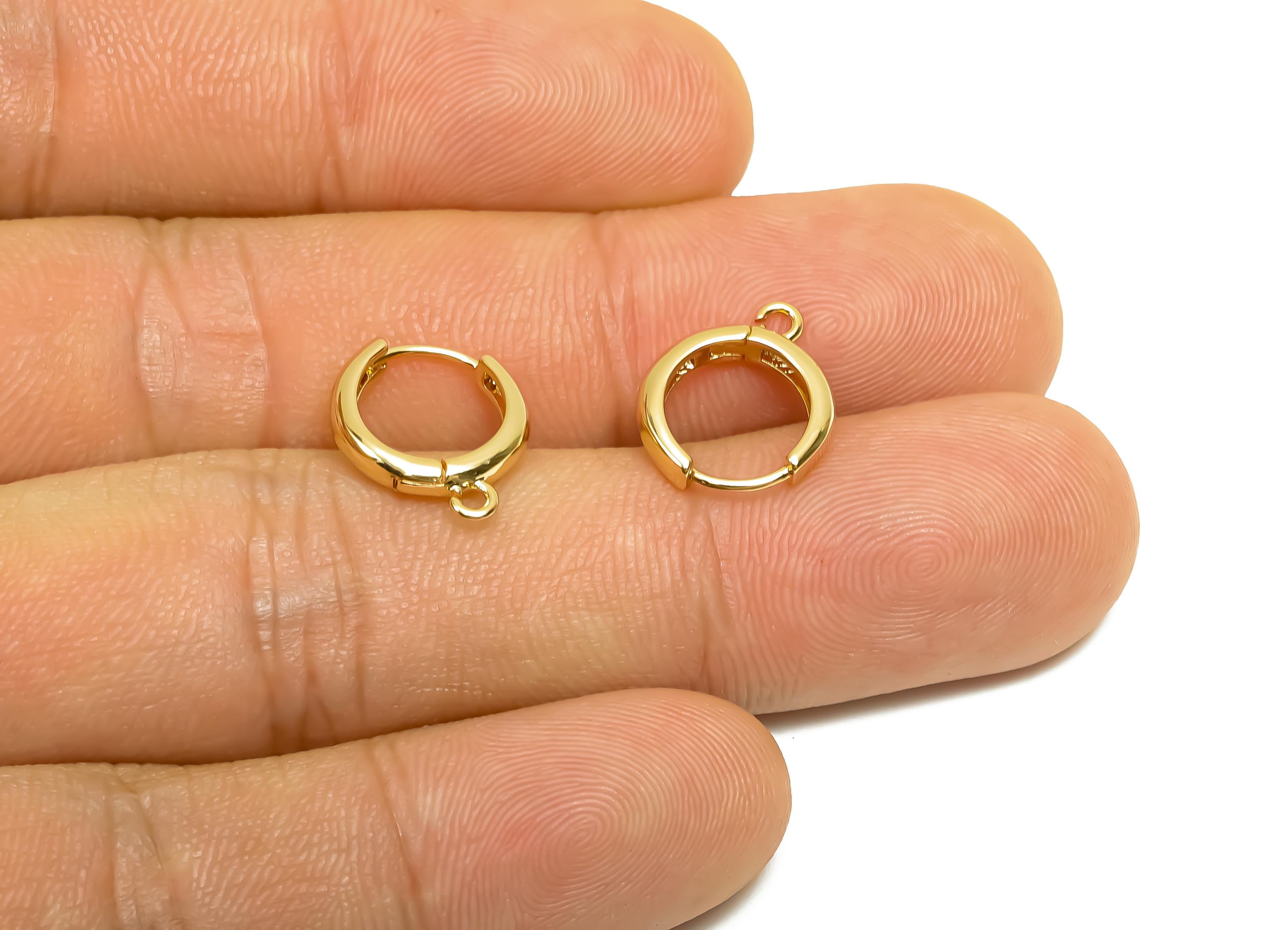 Brass Hoop Earring - Minimalist Gift For Her - Huggie Hoop Clasp Earring - Valentine's Day - 18K Real Gold Plating - 13x11x2mm - RGP8389 - DOMEDBAZAAR