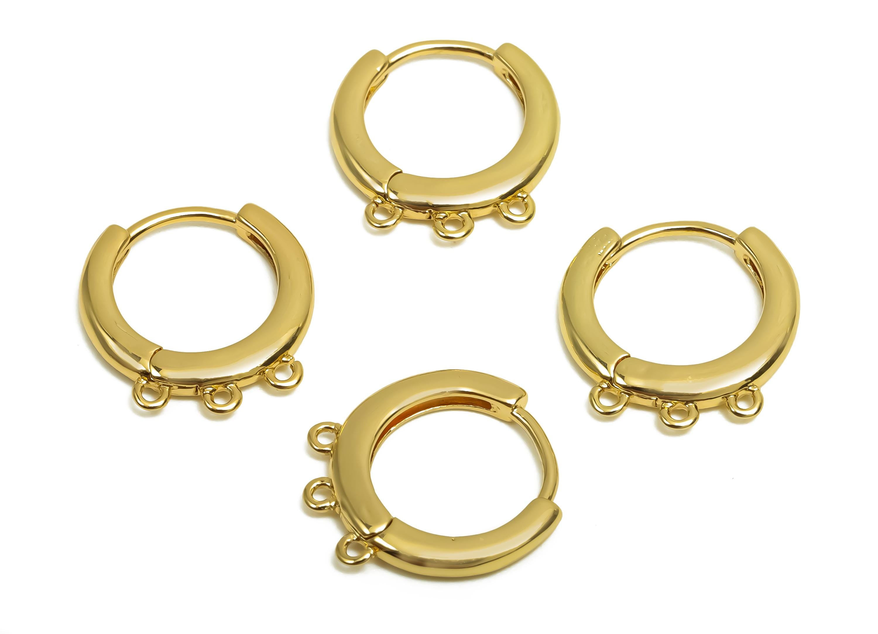 Brass Hoop Earring - Hoop Earring With Loop For Tassel - Huggie Clasp Earring - Valentine's Day - 18K Real Gold Plating -14x14x1mm- RGP8382 - DOMEDBAZAAR