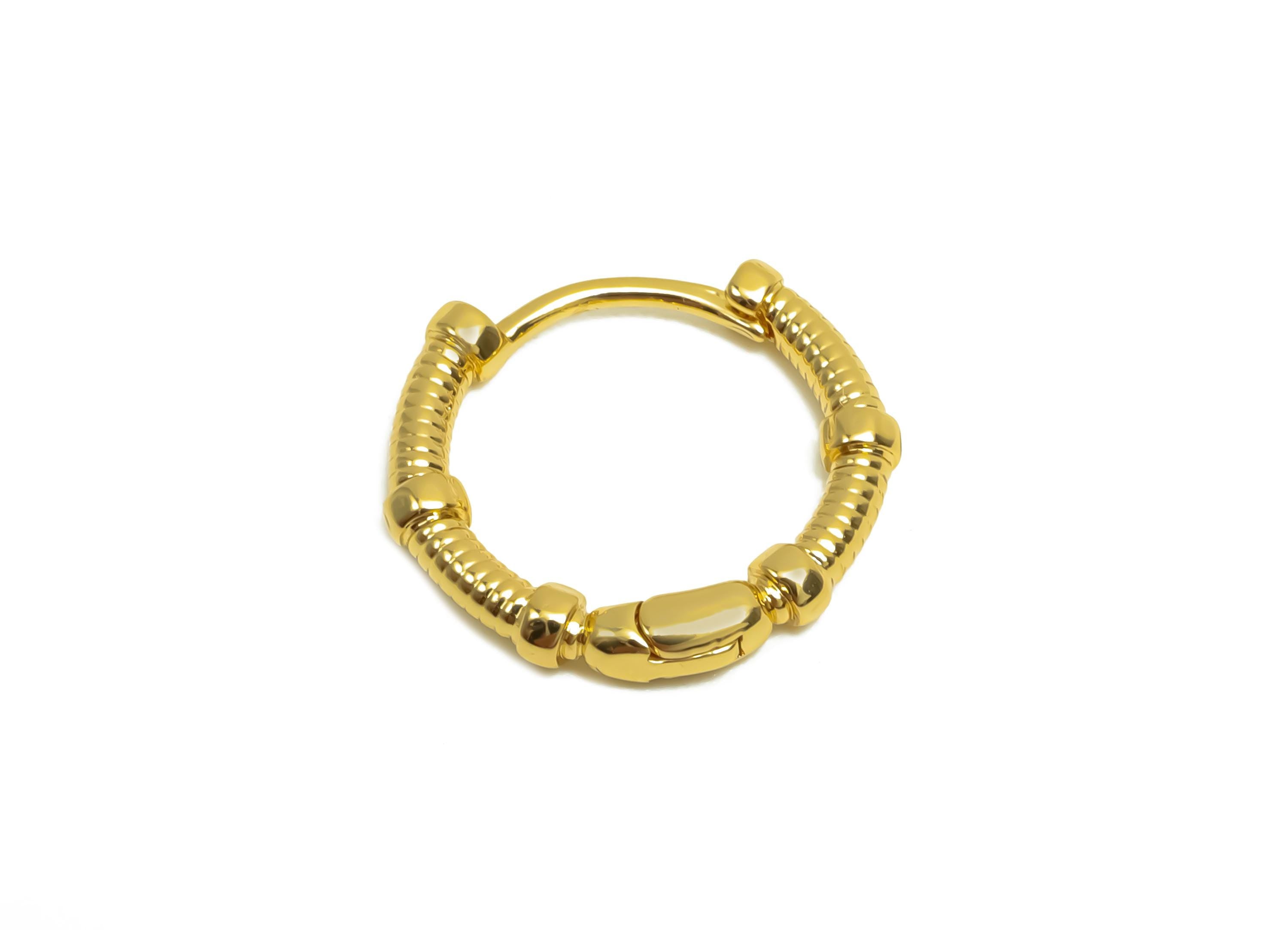 Brass Hoop Earring - Brass Textured Huggie Hoop Earring - Brass Round Hoop Earring Clasp - 18K Real Gold Plating - 14.2x12x2.1mm - RGP8365 - DOMEDBAZAAR
