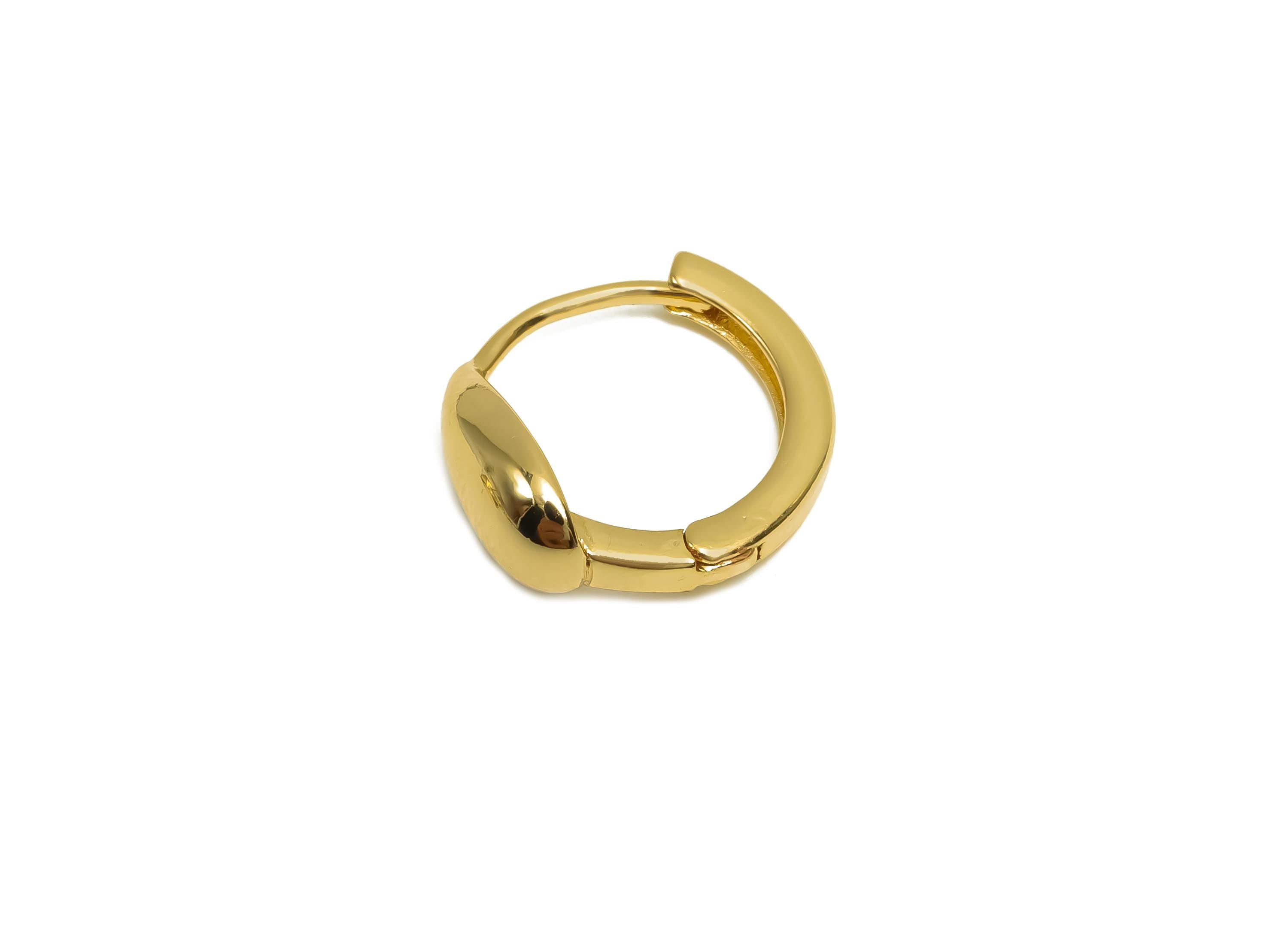Brass Hoop Earring - Brass Teardrop Huggie Hoop Earring - Brass Drop Hoop Earring Clasp - 18K Real Gold Plating - 13.8x14.3x5.12mm- RGP8377 - DOMEDBAZAAR
