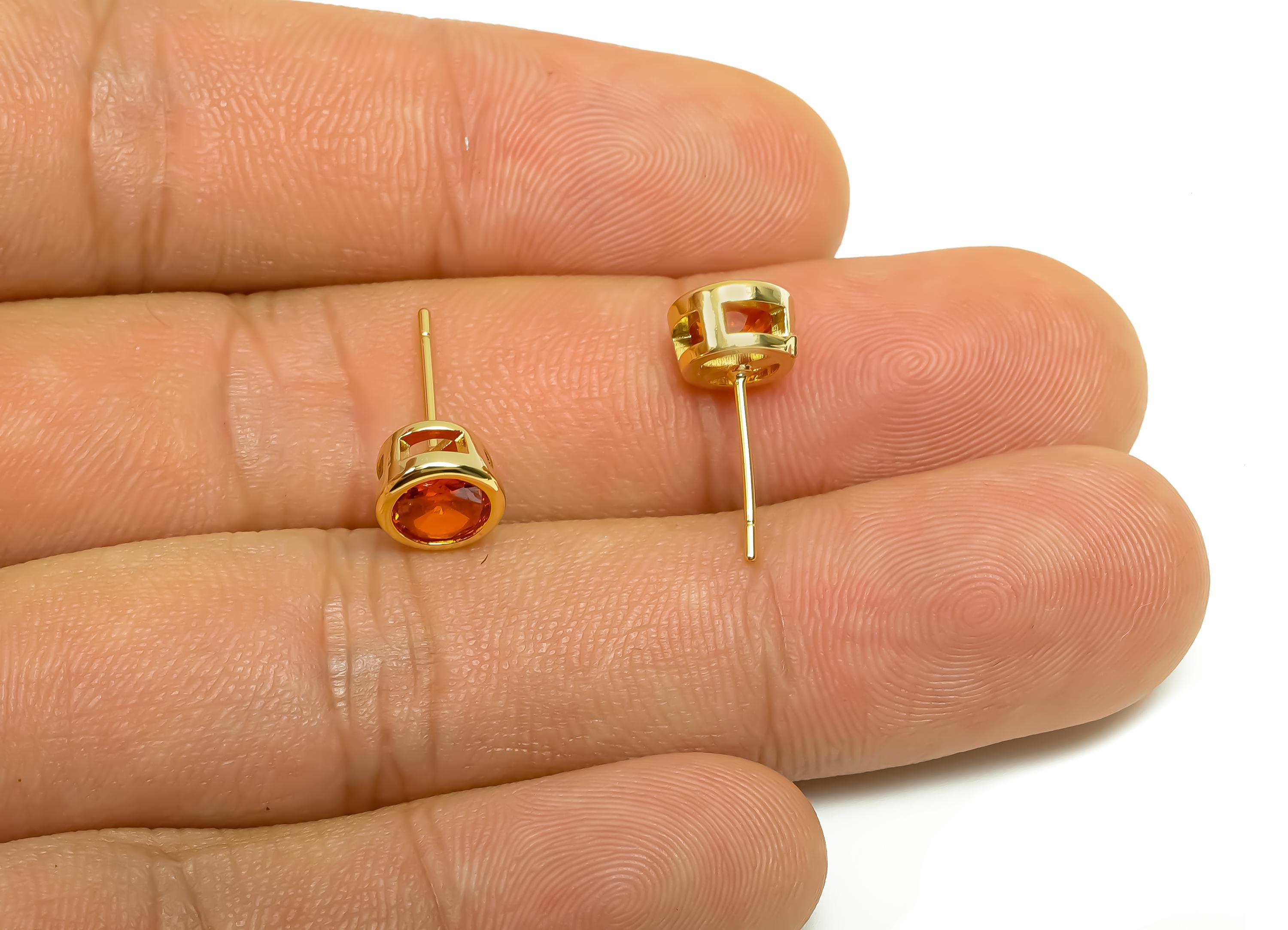 Brass CZ Earring Post - Brass Light Orange Earring Stud - Brass Cubic Zircon Earring Post  - 18K Real Gold Plating - 16x7x5.5mm - RGP8395J - DOMEDBAZAAR