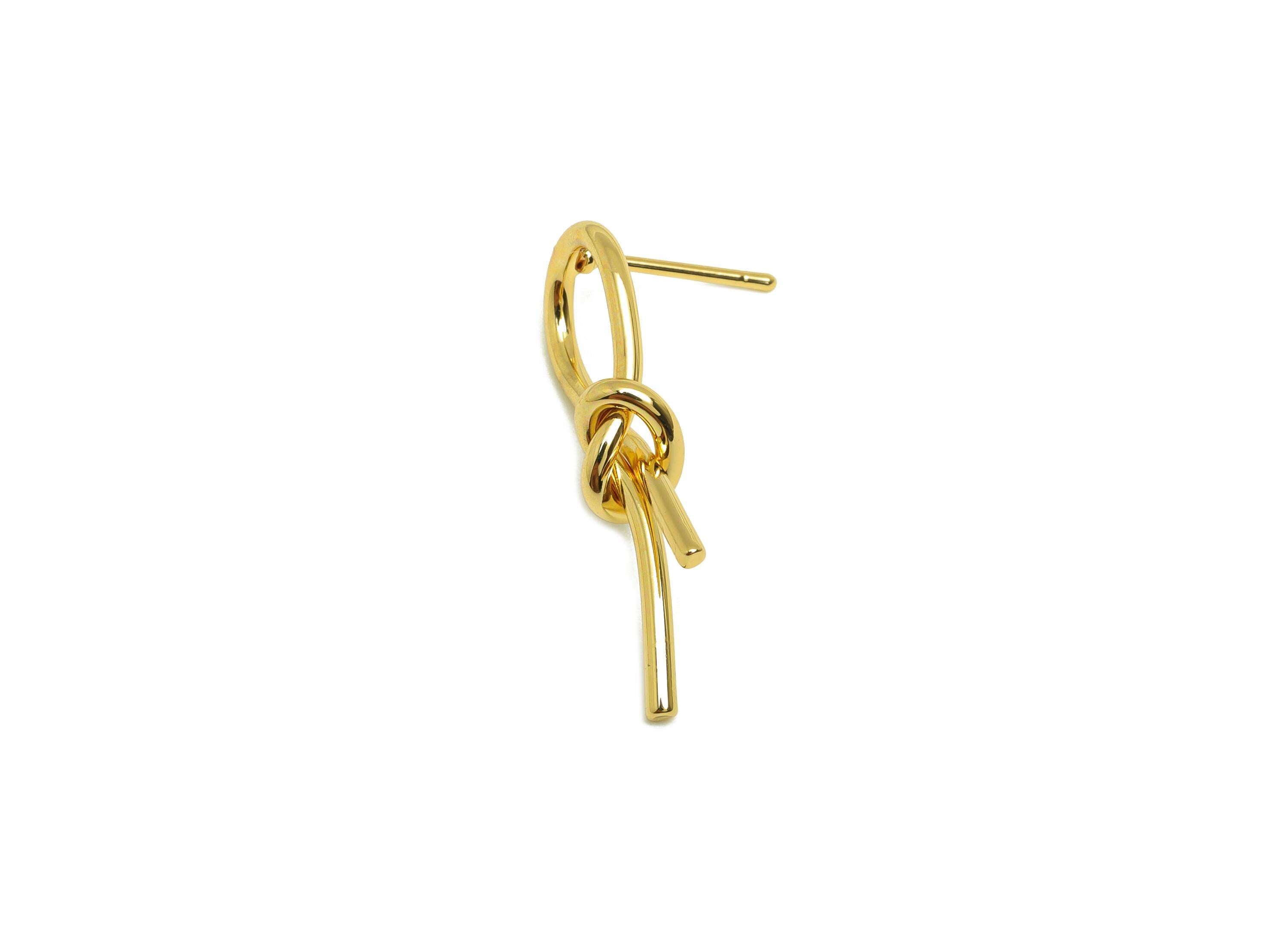 Brass Knot Earring Stud - Brass Wire Earring Stud - Gold Wire Knot Earring Stud - 18K Real Gold Plating - 27.93x 9.53x1.3mm - RGP7912 - DOMEDBAZAAR