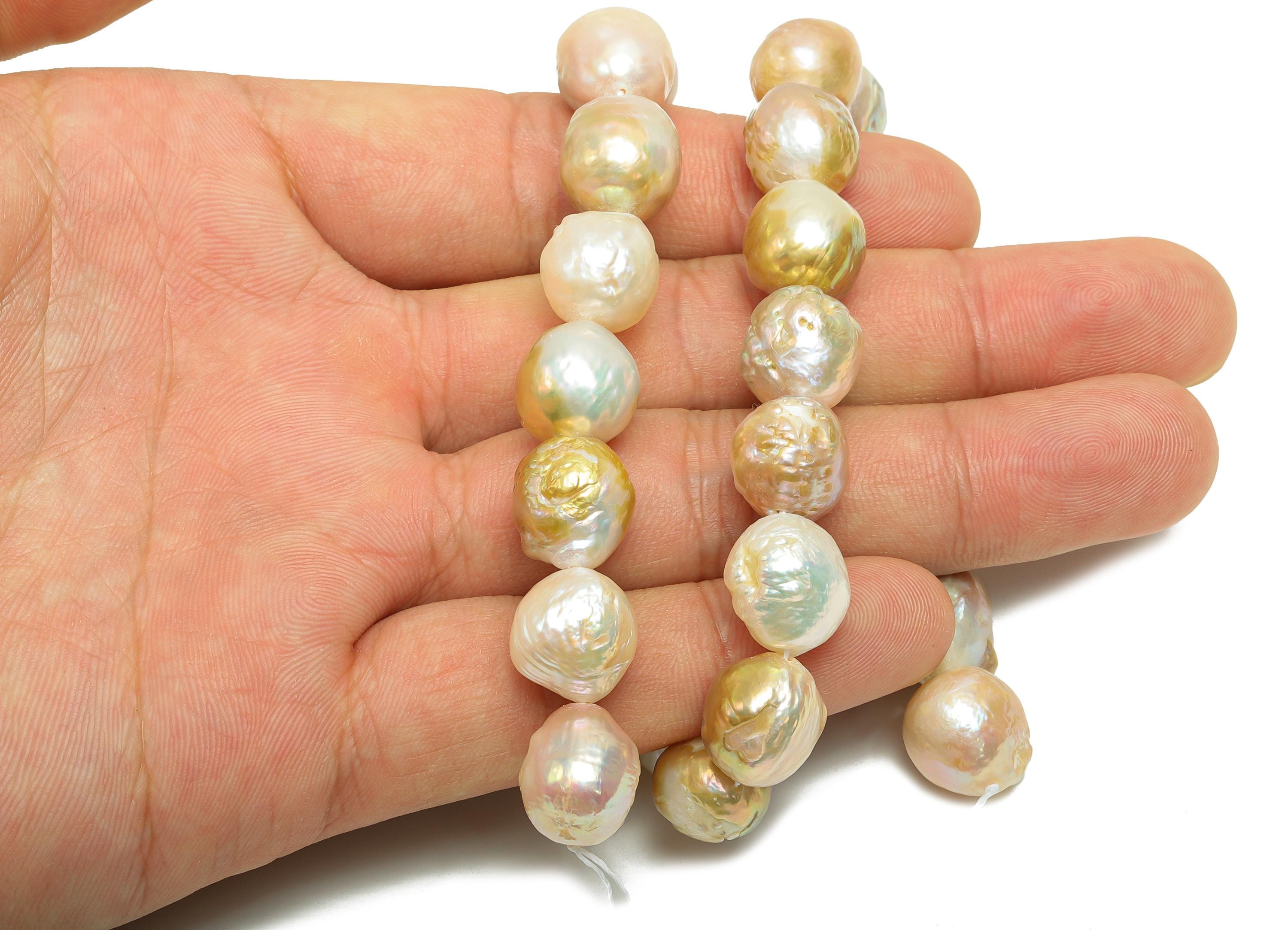 Natural Textured Pearl - Round Shaped Pearls - Pearl 30 pearls/strand - Natural Pearl - For Woman - 12.51x 11.6x11.44mm - RGP7046 - DOMEDBAZAAR