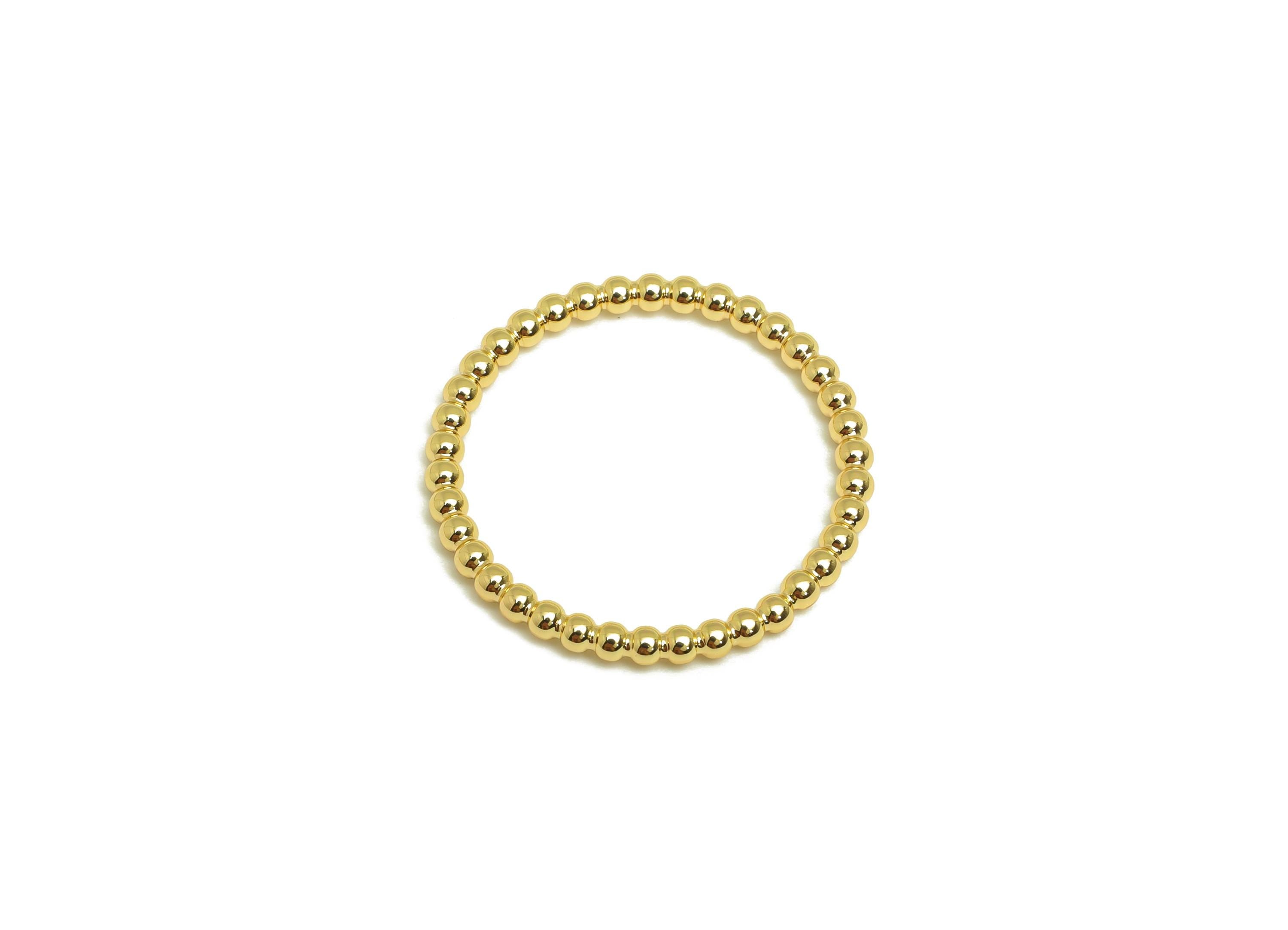 19mm Ball Wire Chian Ring - Dainty Beaded Band - Brass Solid Gold Thin Ring - Beaded Ring - 18K Real Gold Plating - 23x23x1.77mm - RGP7899 - DOMEDBAZAAR