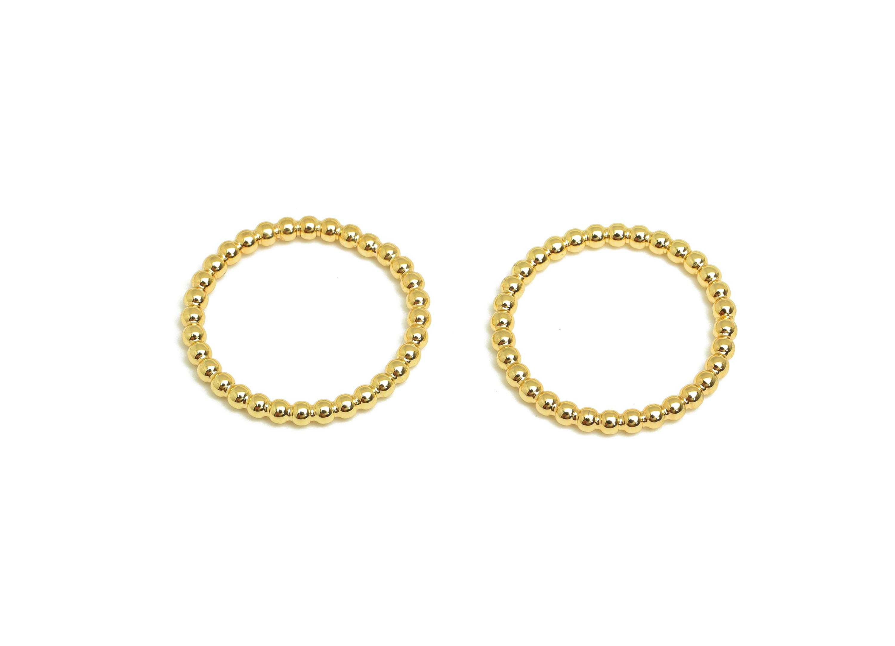 16mm Ball Wire Chian Ring - Dainty Beaded Band - Brass Solid Gold Thin Ring - Beaded Ring - 18K Real Gold Plating - 20x20x1.76mm - RGP7896 - DOMEDBAZAAR