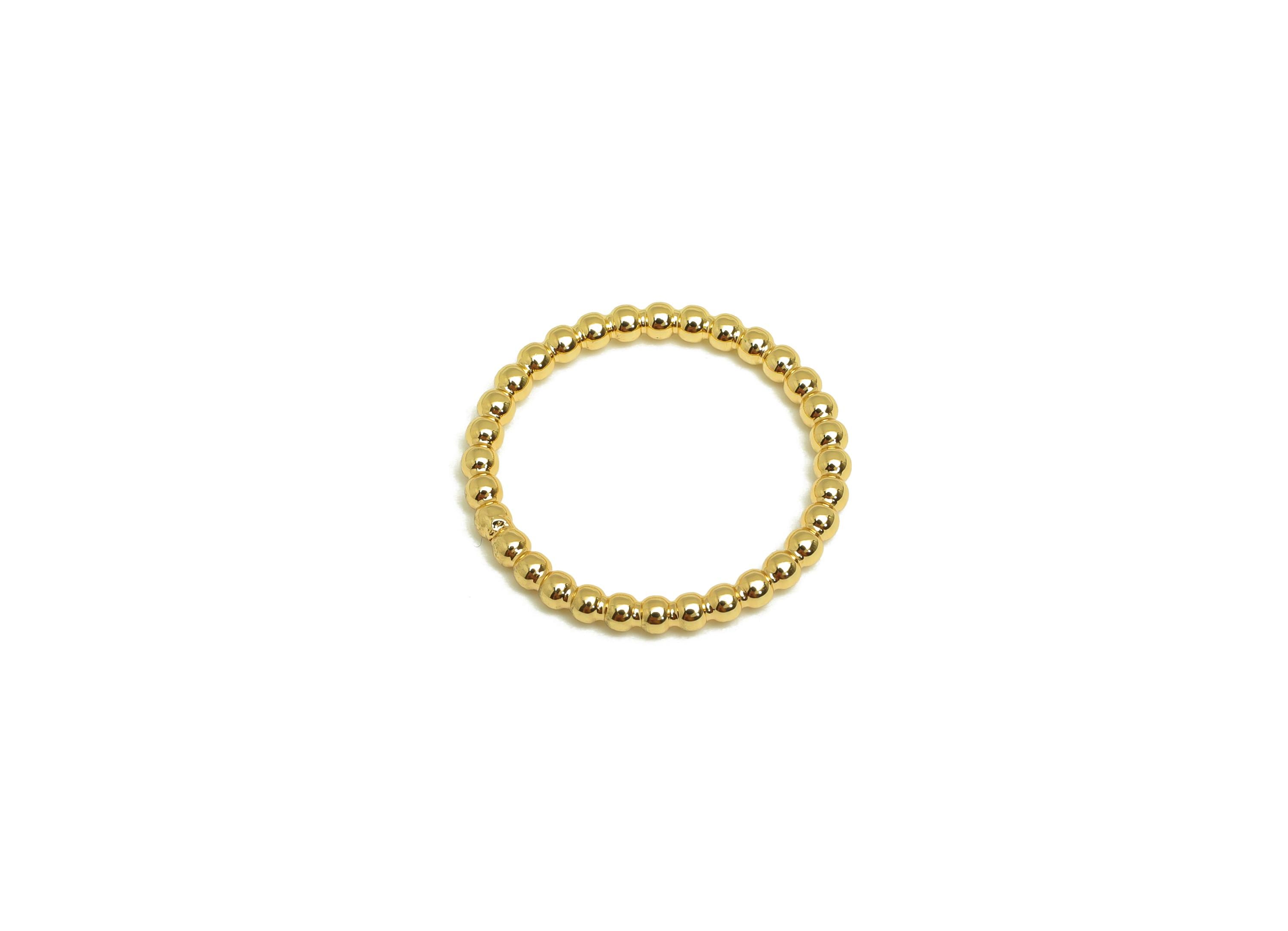16mm Ball Wire Chian Ring - Dainty Beaded Band - Brass Solid Gold Thin Ring - Beaded Ring - 18K Real Gold Plating - 20x20x1.76mm - RGP7896 - DOMEDBAZAAR