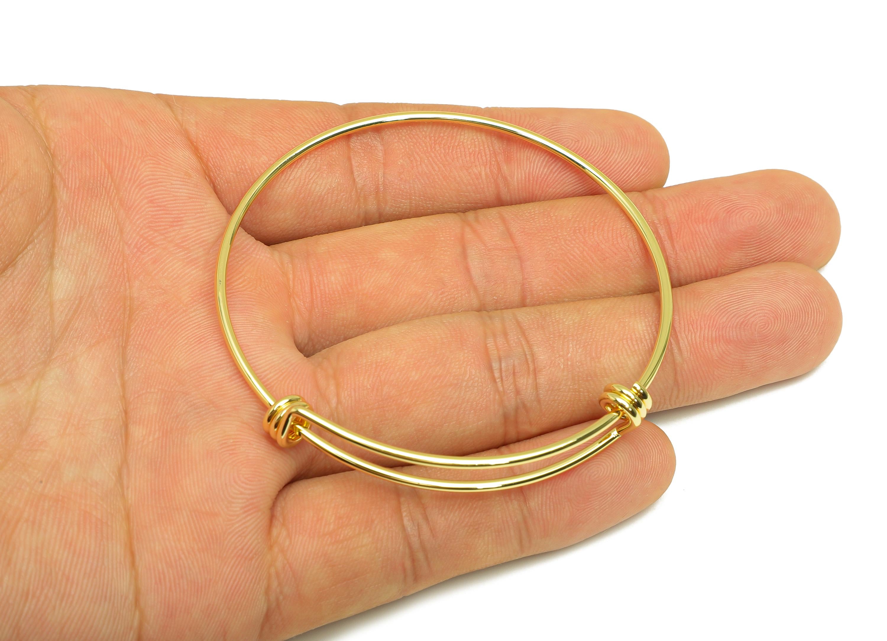Brass Adjustable Bracelet - Brass Adjustable Circle Bracelet - Brass Ring Bracelet - 18K Real Gold Plating - 62x65x1.26mm - RGP7920 - DOMEDBAZAAR