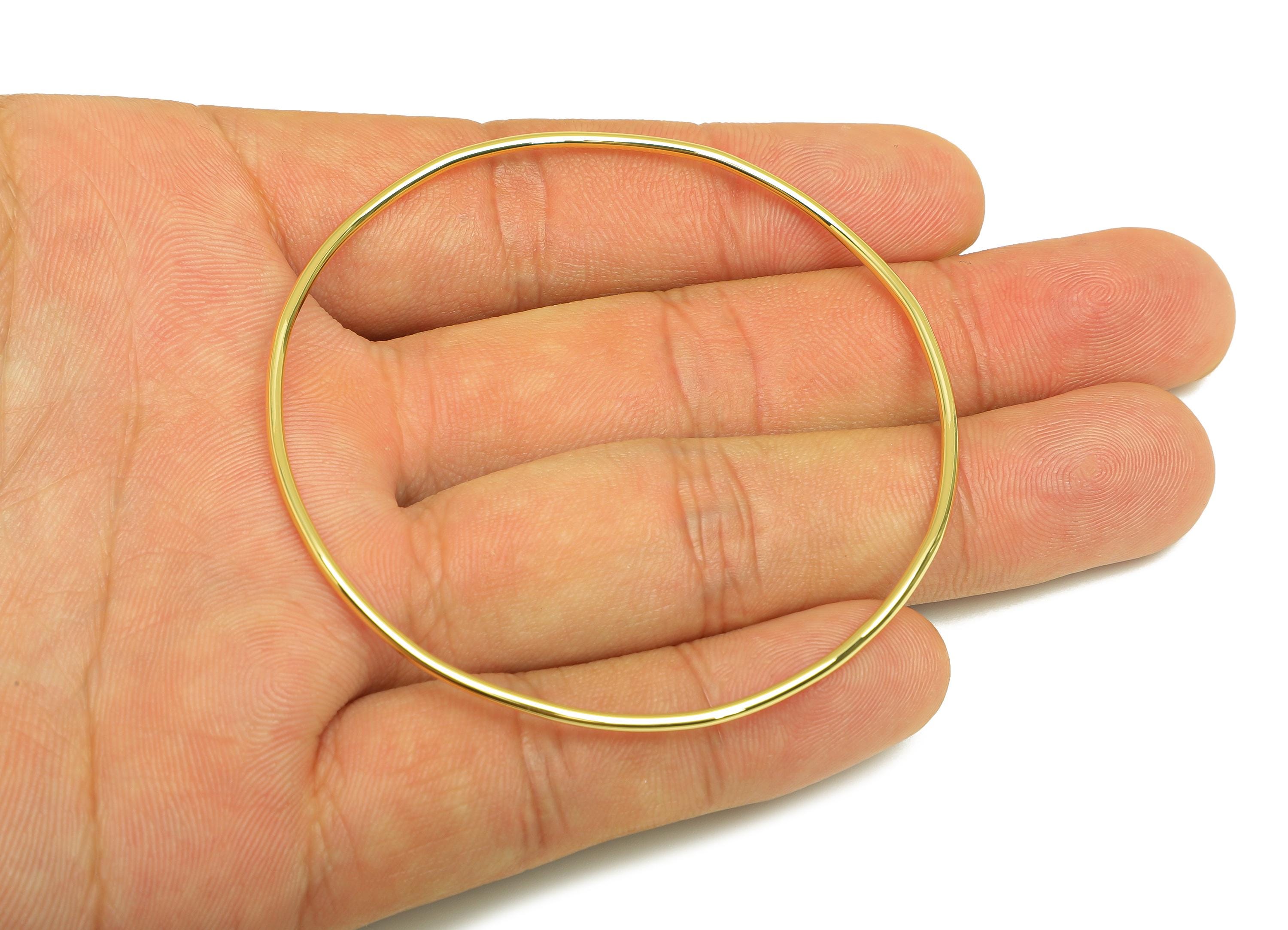 Brass Round Bracelet - Brass Circle Bracelet - Brass Hoop Wire Bracelet - For Bracelet - 18K Real Gold Plating - 62.6x62.6x1.37mm - RGP7919 - DOMEDBAZAAR
